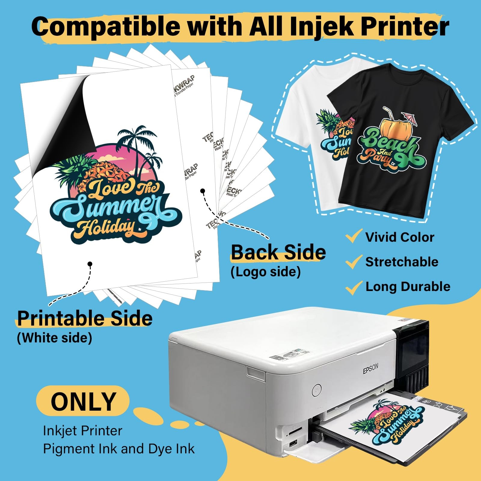 Printable Heat Transfer Paper for T-Shirts 15 Sheets, 8.3″ X 11.7″ Printable …