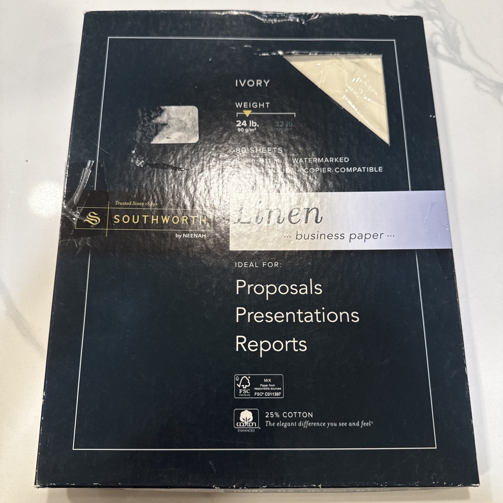 70 Sheets-Southworth Company 24Lb. Ivory Linen Business Paper