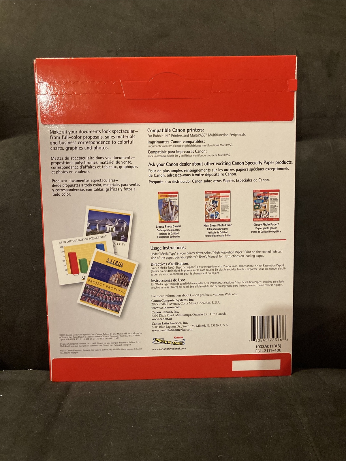 Lot Of 4 Canon 1033A011 8.5″ x 11″ 100 Sheets High Resolution Paper (HR-101) New