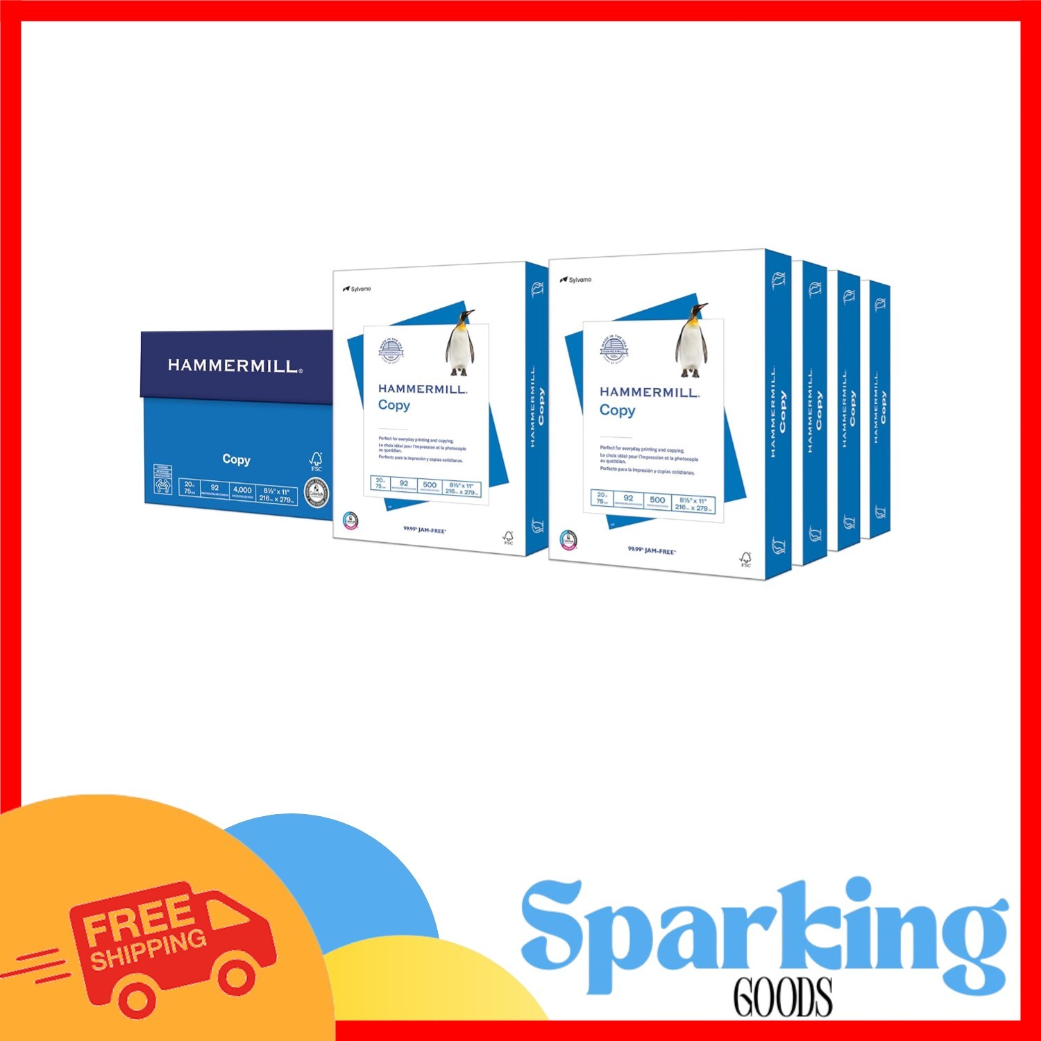 Reliable 20 lb 8.5 x 11 Copy Paper – JAM-FREE, ColorLok Technology, 4000 Sheets