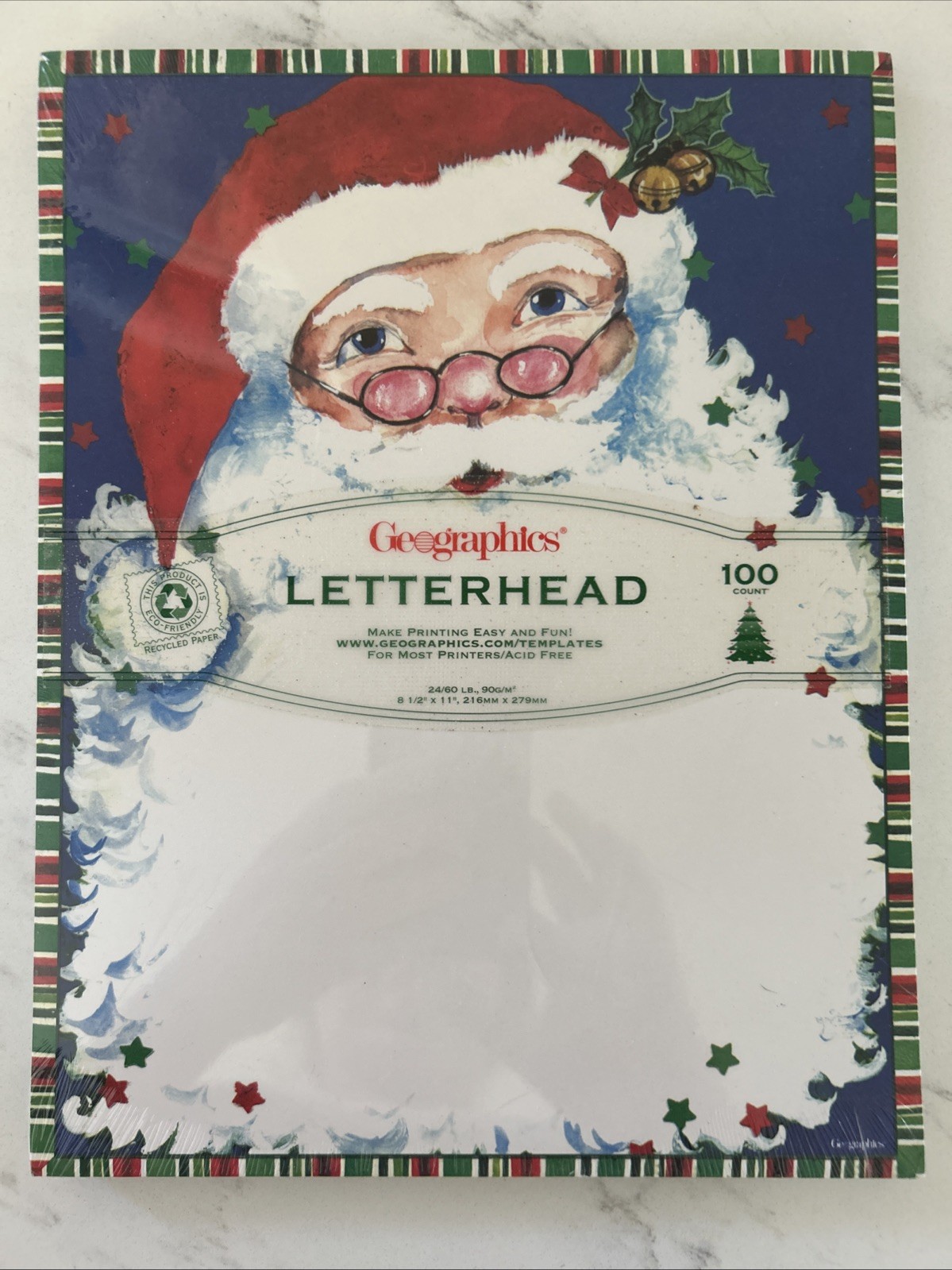 Holiday Letter Festive design Computer Paper 100 Sheets New & Sealed Santa