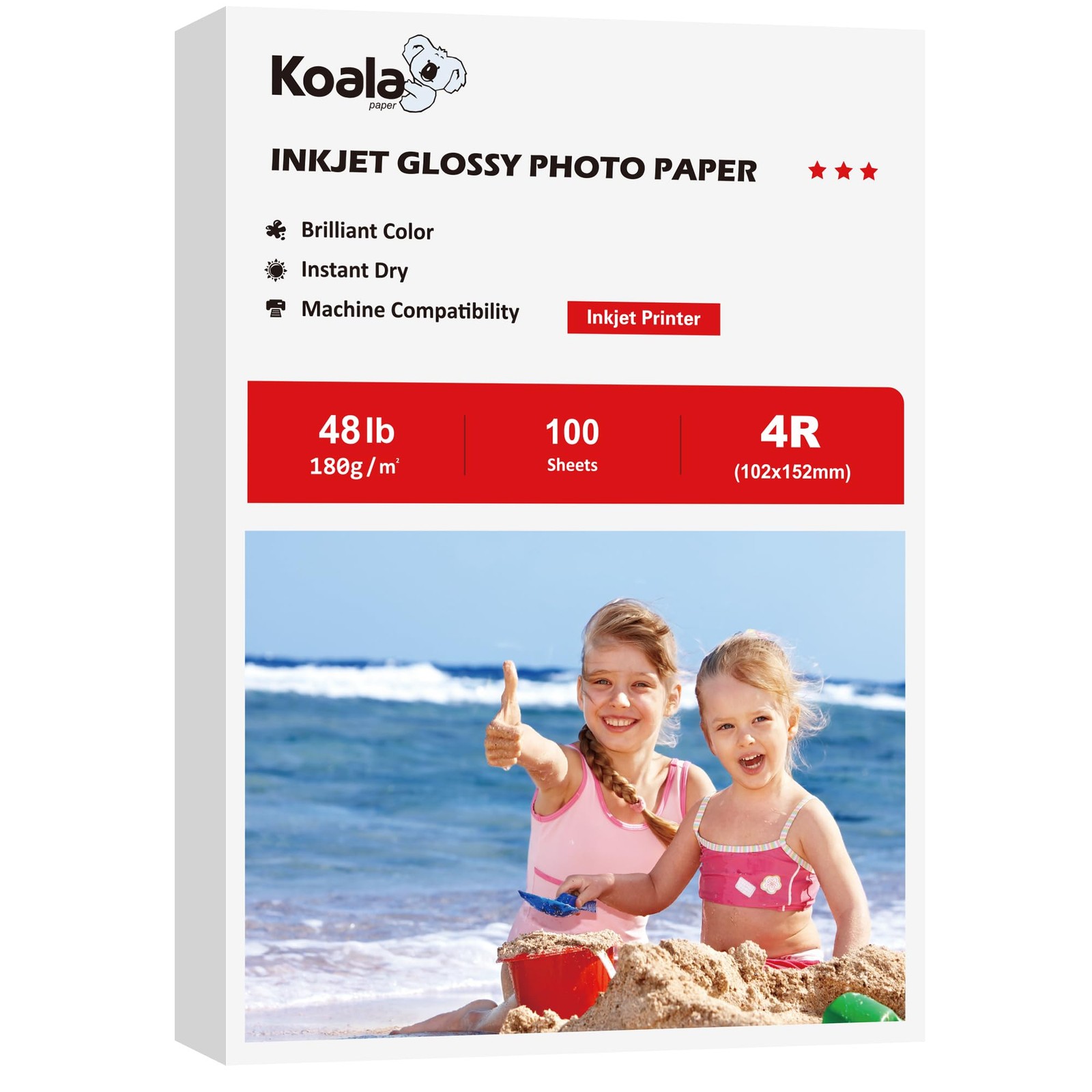 Koala Glossy Inkjet Photo Paper 4X6 Inches 48lb 100 Sheets Professional Gloss…