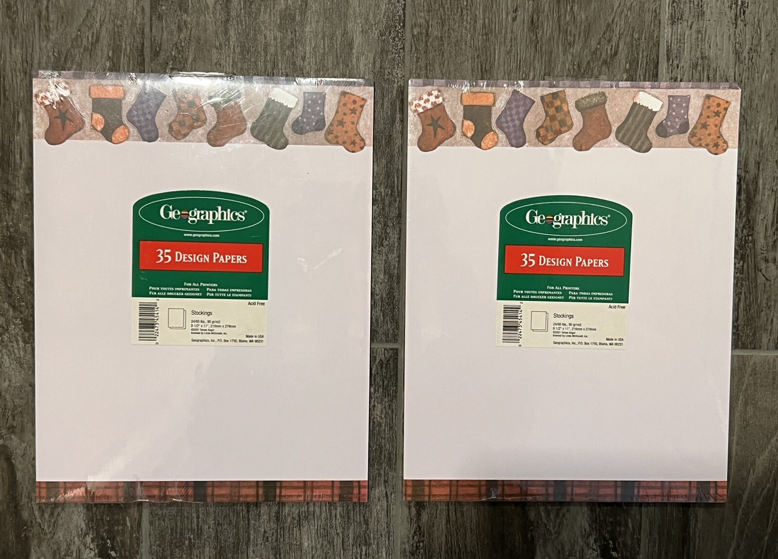 Vintage GEOGRAPHICS Paper STOCKINGS 70 Sheets Sealed (2 Pkgs x 35) Christmas