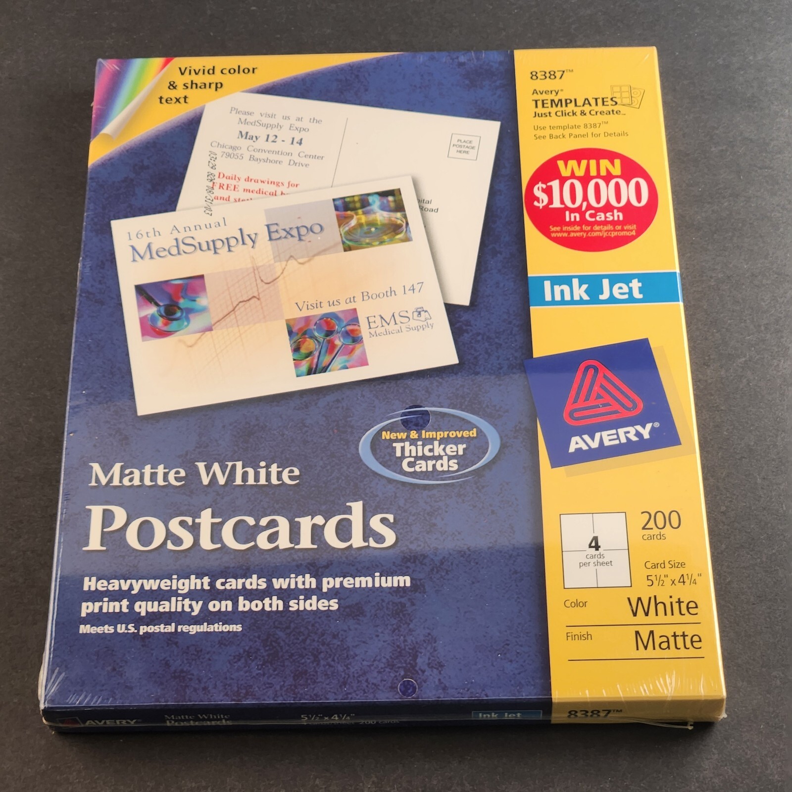 Single Avery 8387 Matte White Postcard Paper Sheets 5.5″ x 4.25″ 200 Cards NOS