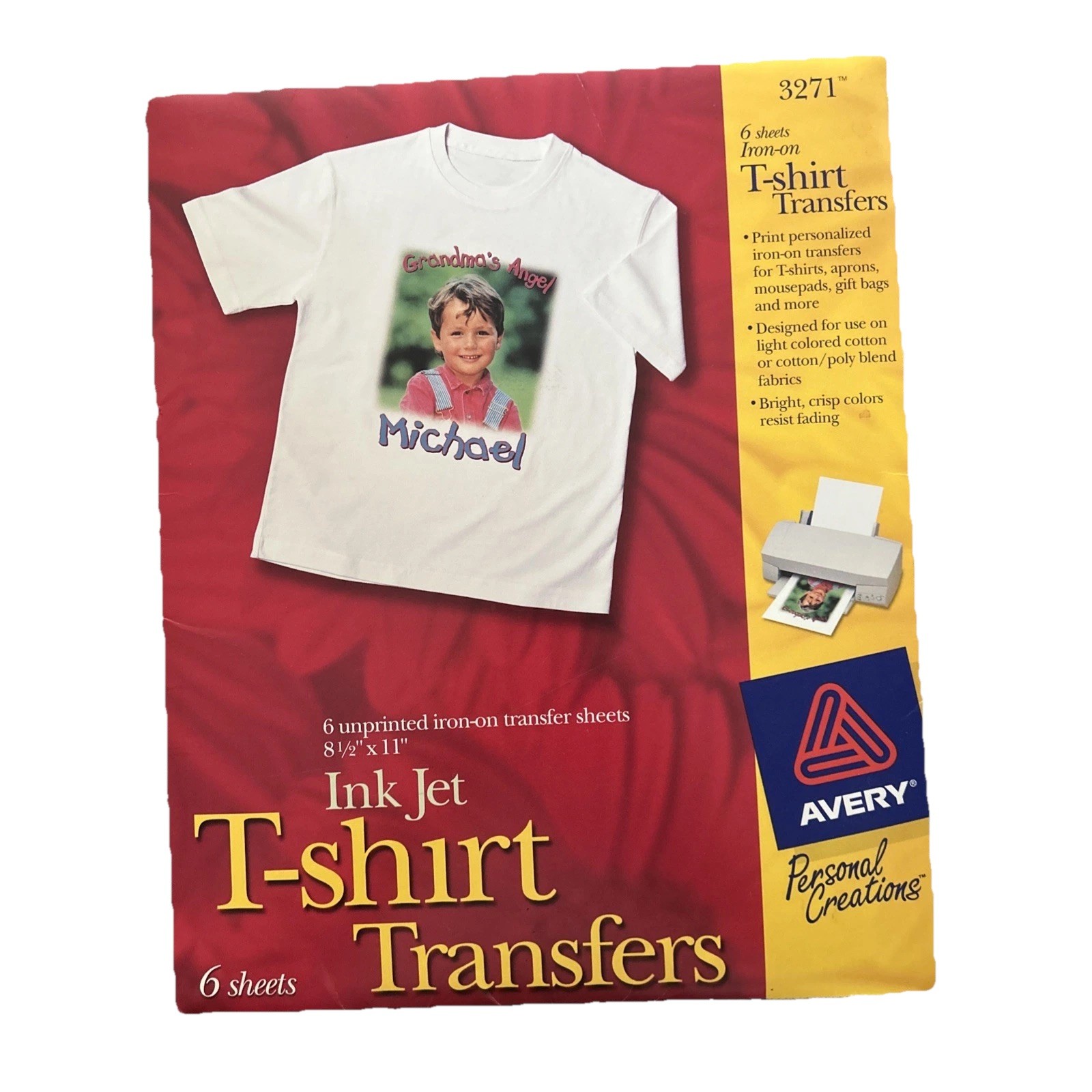Avery Ink Jet T-shirt Transfers, 6 Sheets Iron-on 3271