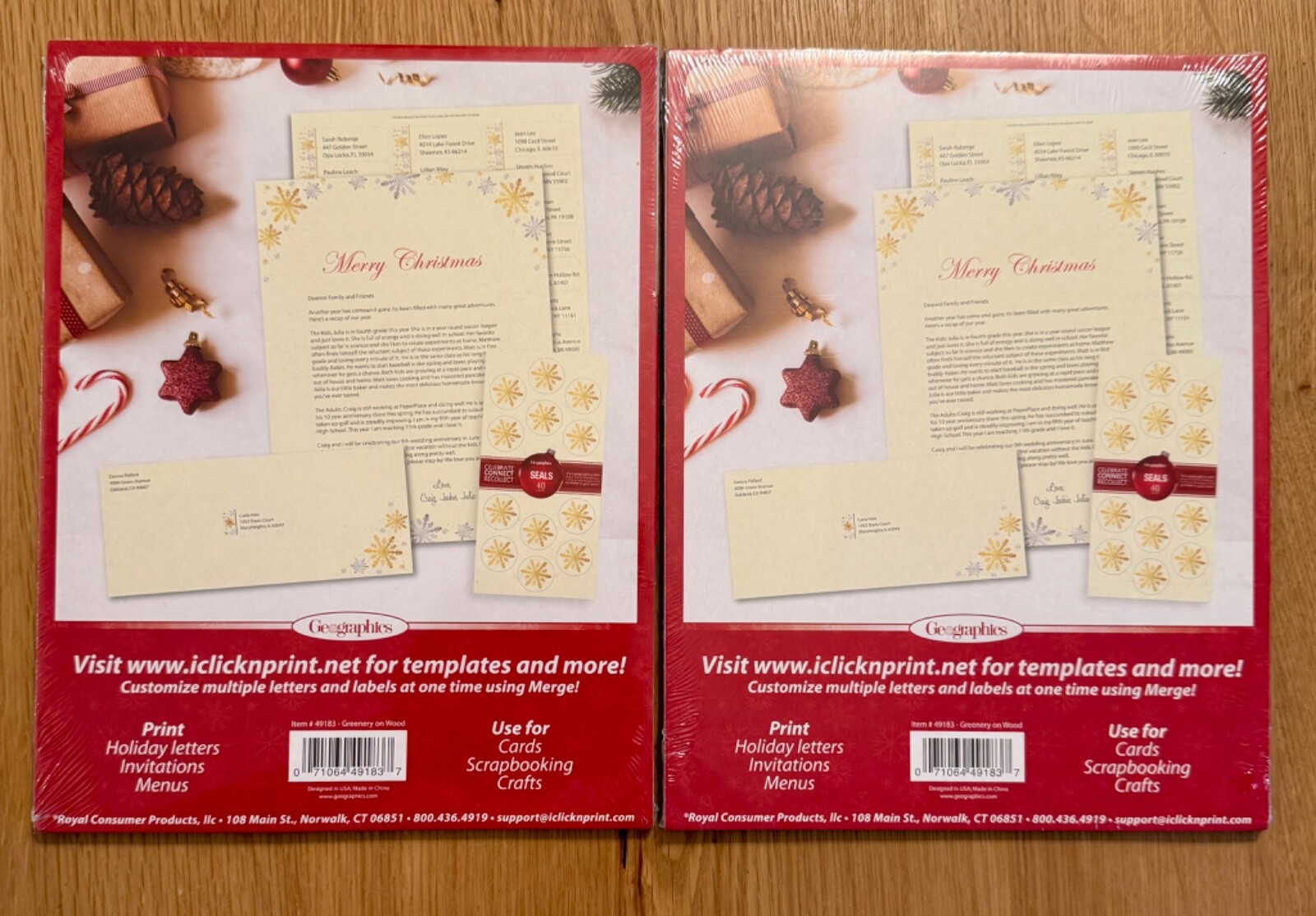Lot of 2 Packs Christmas Printer Copy Paper Letterhead 8.5×11 Geographics 80 Pgs