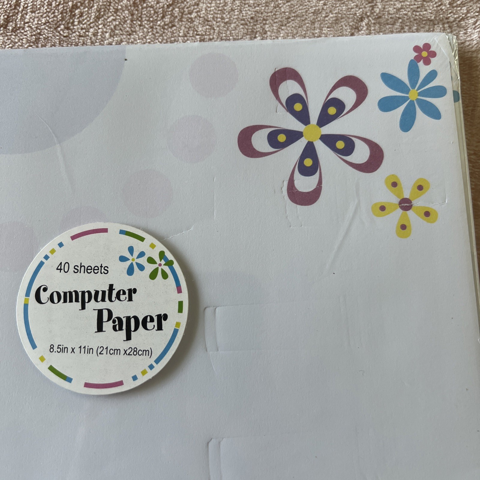 Computer Paper 40 Sheets 8.5″ by 11″ Flowers/ Two Pack 1 New Other Open Box