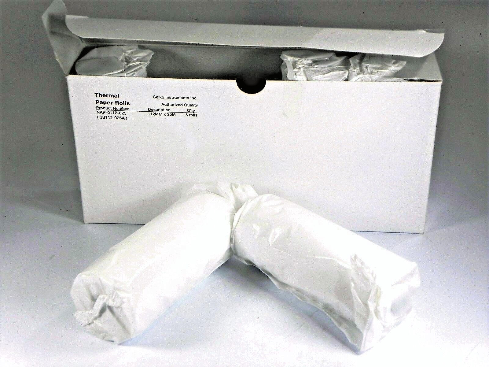 Seiko NAP-0112-025 Thermal Paper Rolls, 5 per box, 112mm X 25mm (SS0112-025A)