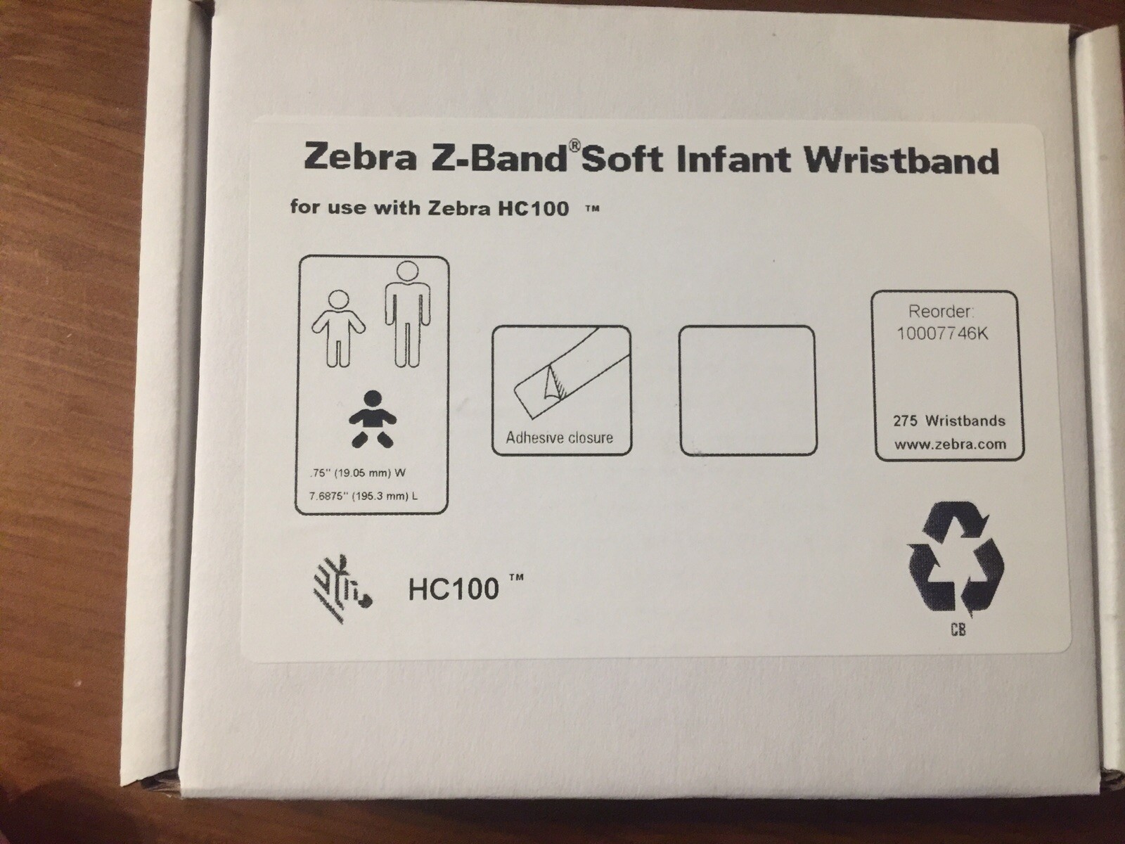Zebra Z-Band Soft Infants Wristbands 10007746K – 275 Bands Cartridge