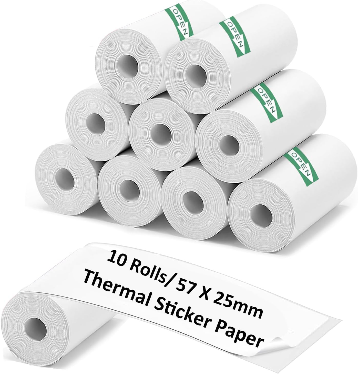 Mini Thermal Printer Paper Rolls – 57x25mm for Instant Cameras, 10 Pack