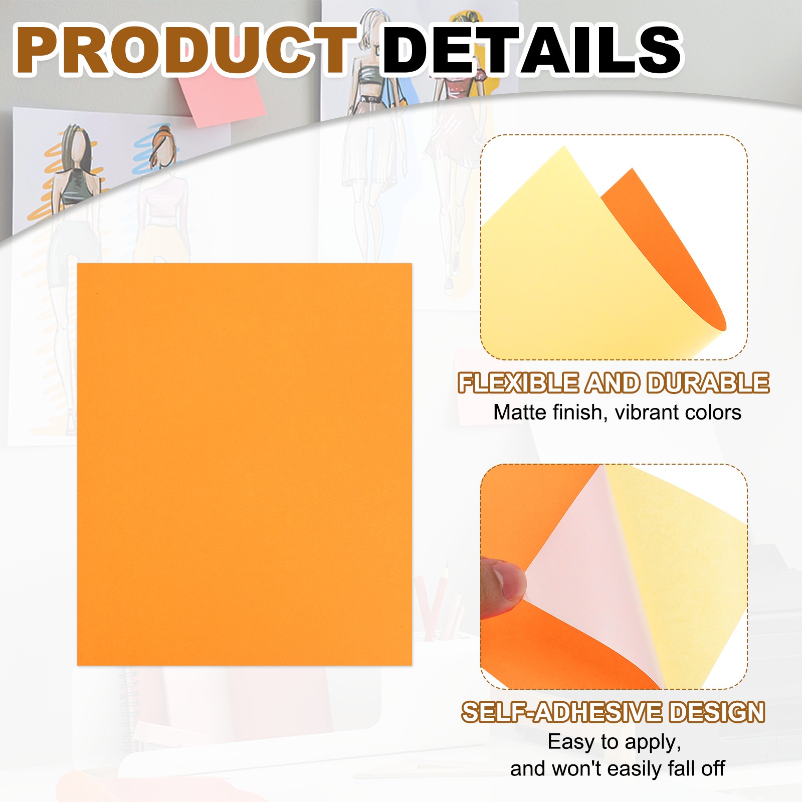 Self Adhesive Paper 30 Sheets for Inkjet Printers, Orange