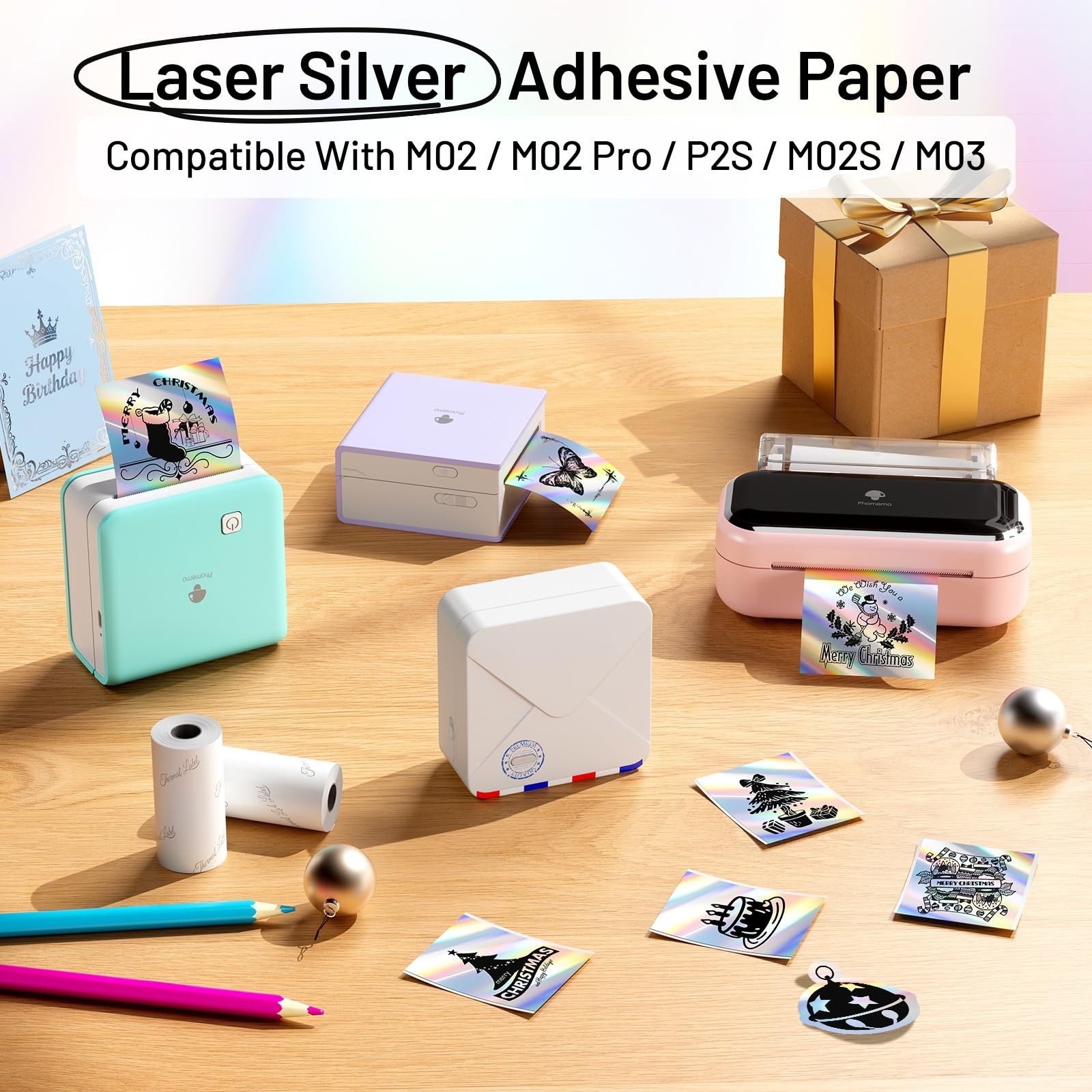 Self-Adhesive Thermal Paper Rolls – Glossy Laser Sticker Labels for Mini Printer