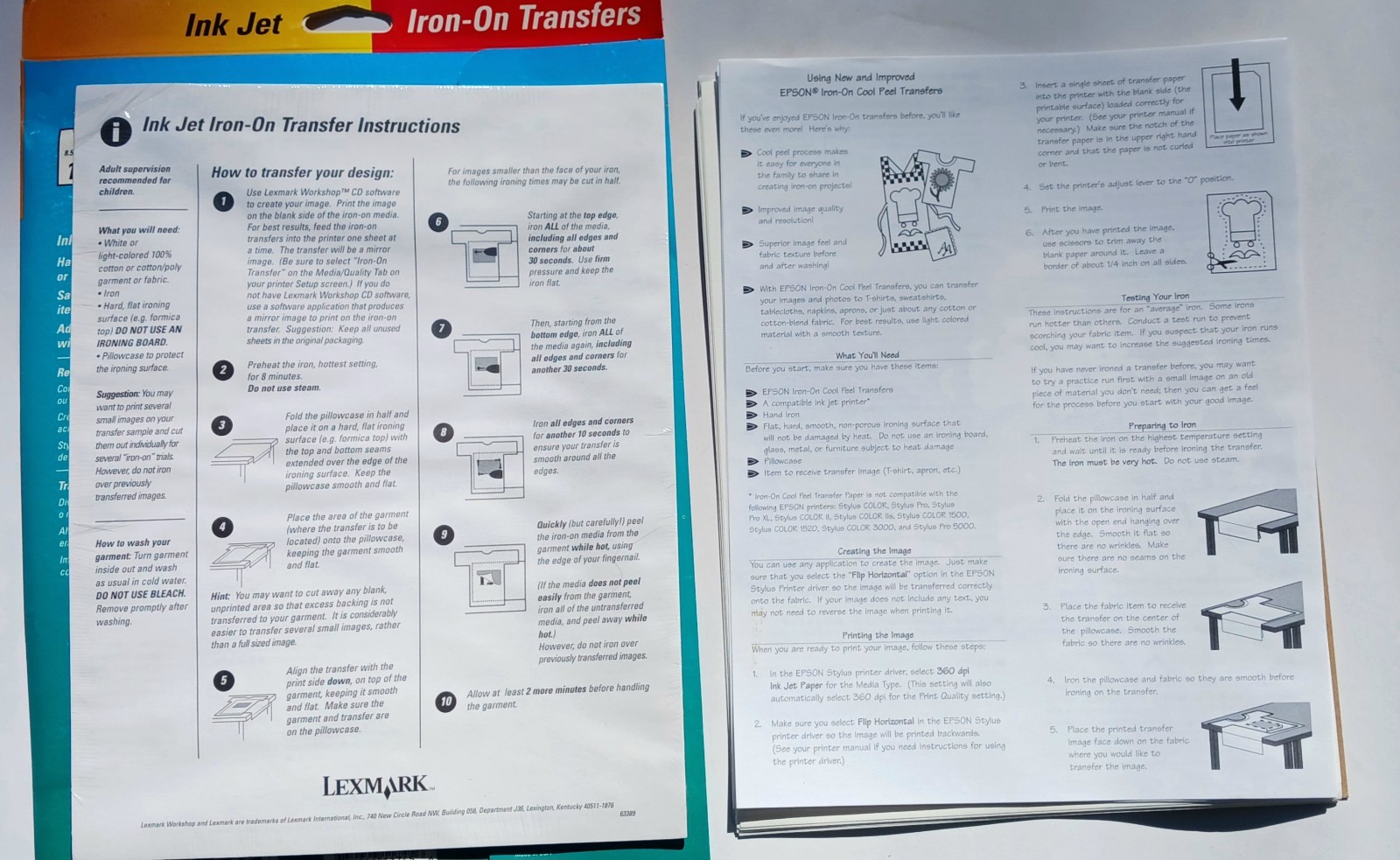 New Lexmark 10 Sheets Open Epson 9 Sheet IRON-ON Transfer Paper Inkjet Printers