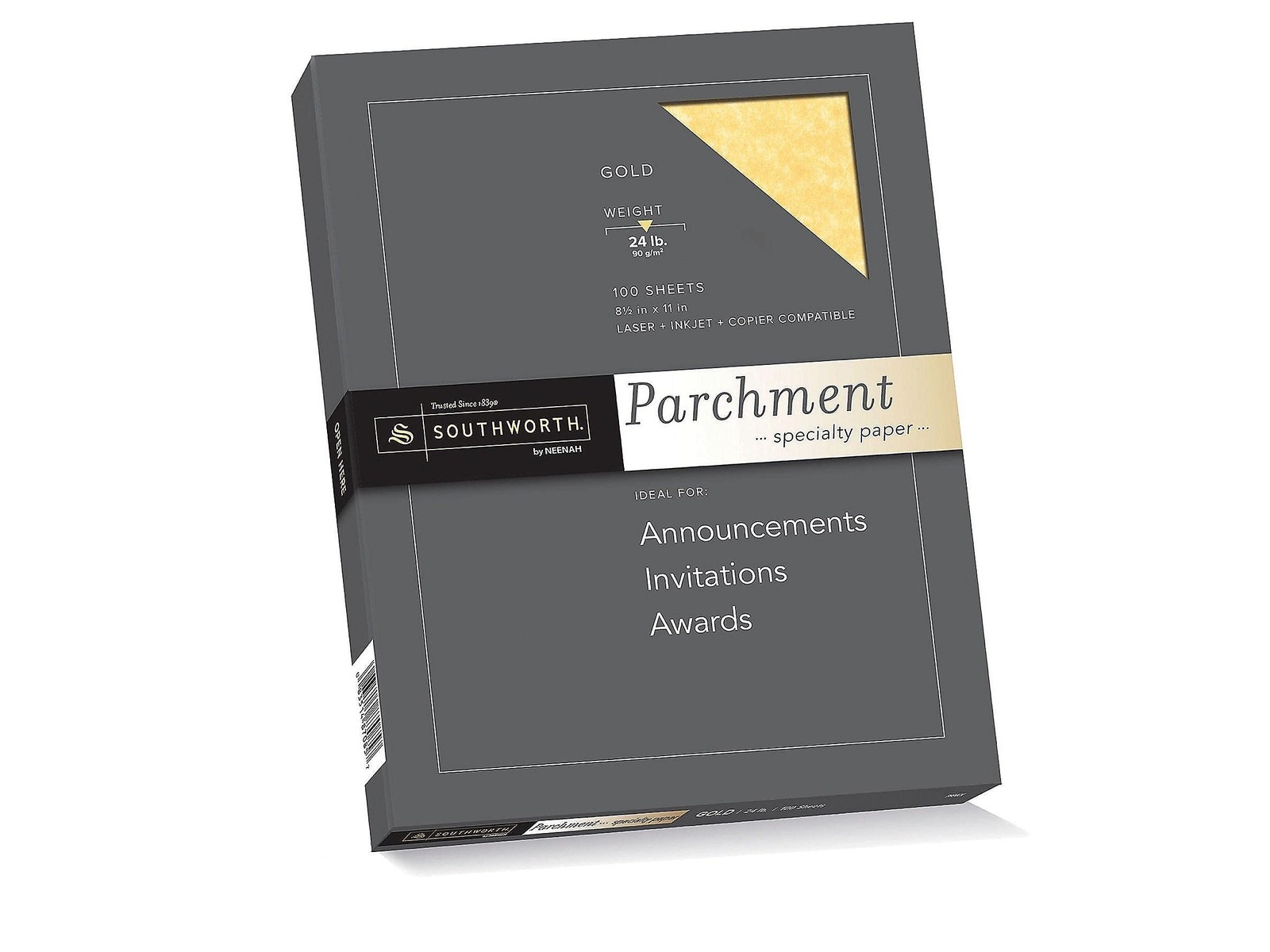 Parchment Specialty Paper 8 1/2×11 Inch 24 Lb Gold Pack Of 100 Sheets
