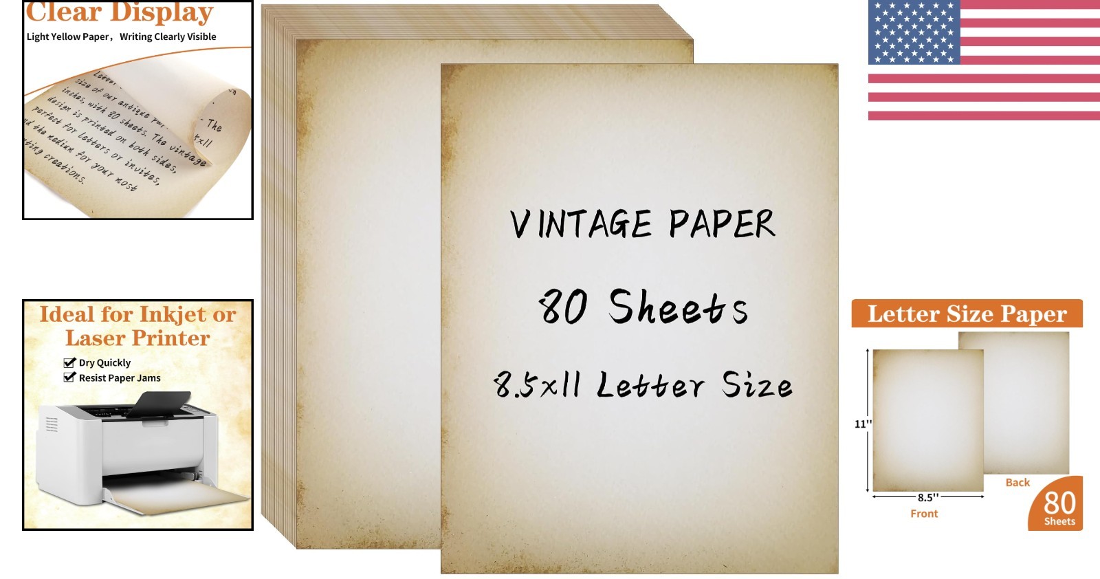 Double-Sided Antique Parchment Paper: 80 Letter Size Sheets for Creative Crafts