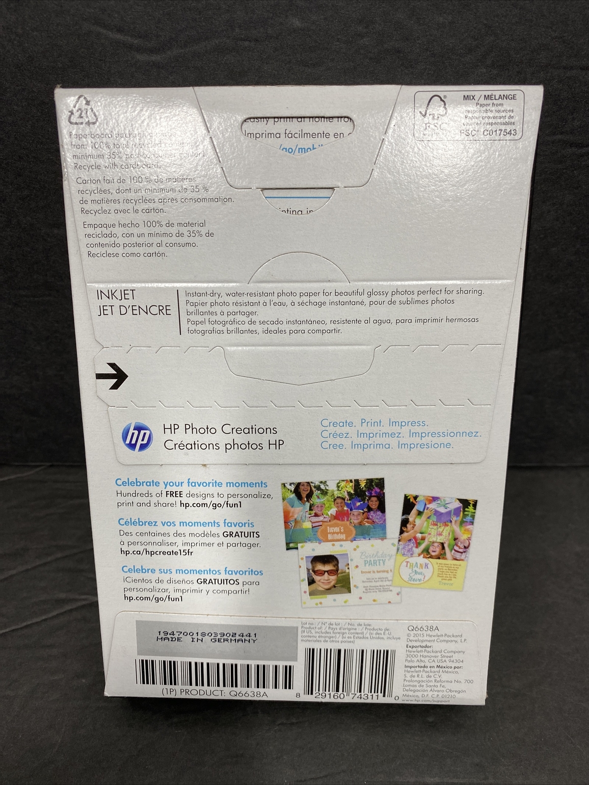 HP Advanced Photo Paper 4”x6” Glossy 100 Sheets – Lot Of 2 Packs
