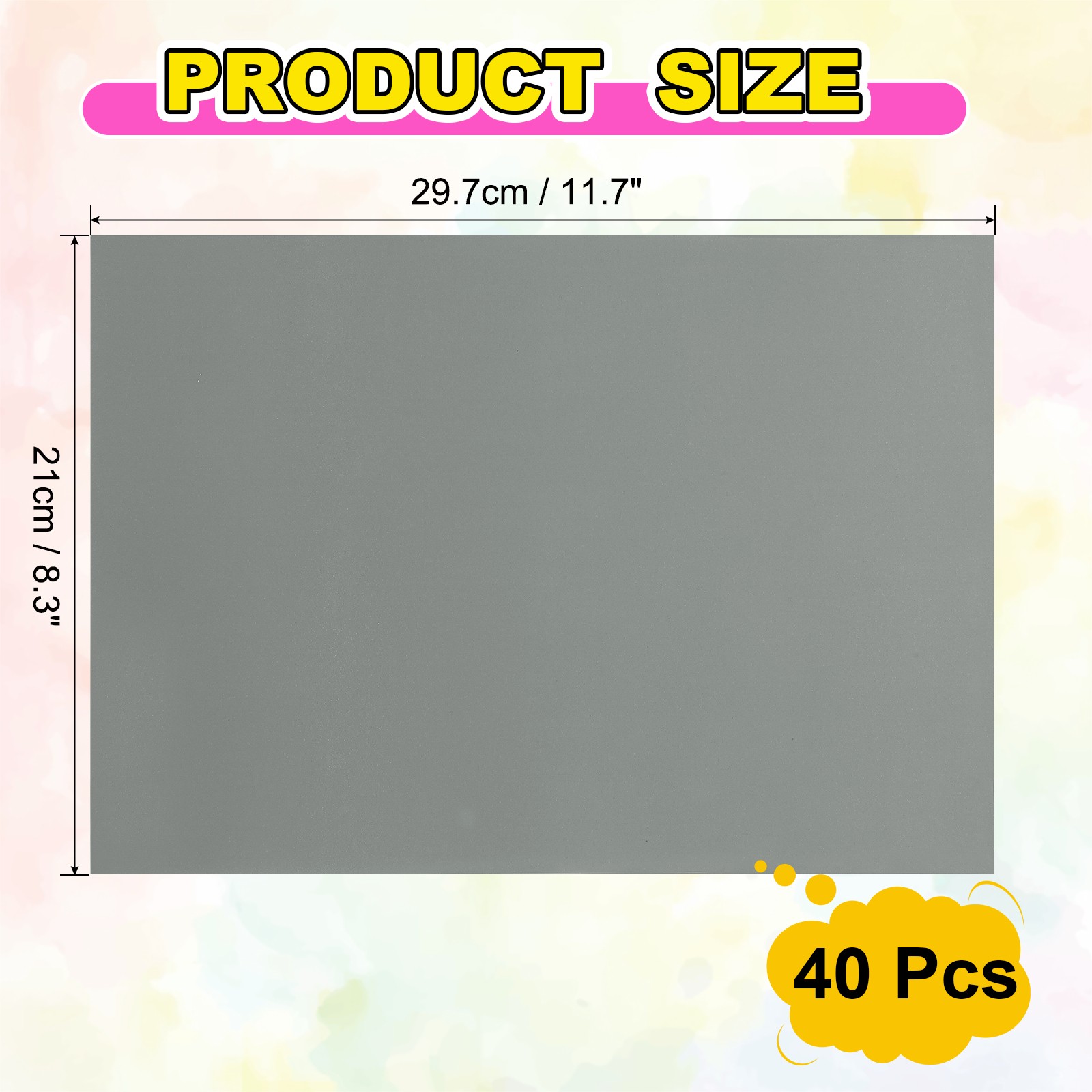 40Pcs Full Sheet Label Sticker Paper, A4 Shipping Labels, Gray