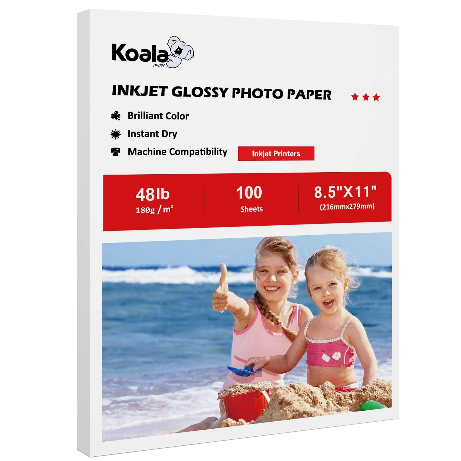 Koala Glossy Inkjet Photo Paper 8.5X11 Inches 48lb 100 Sheets Professional Gl…