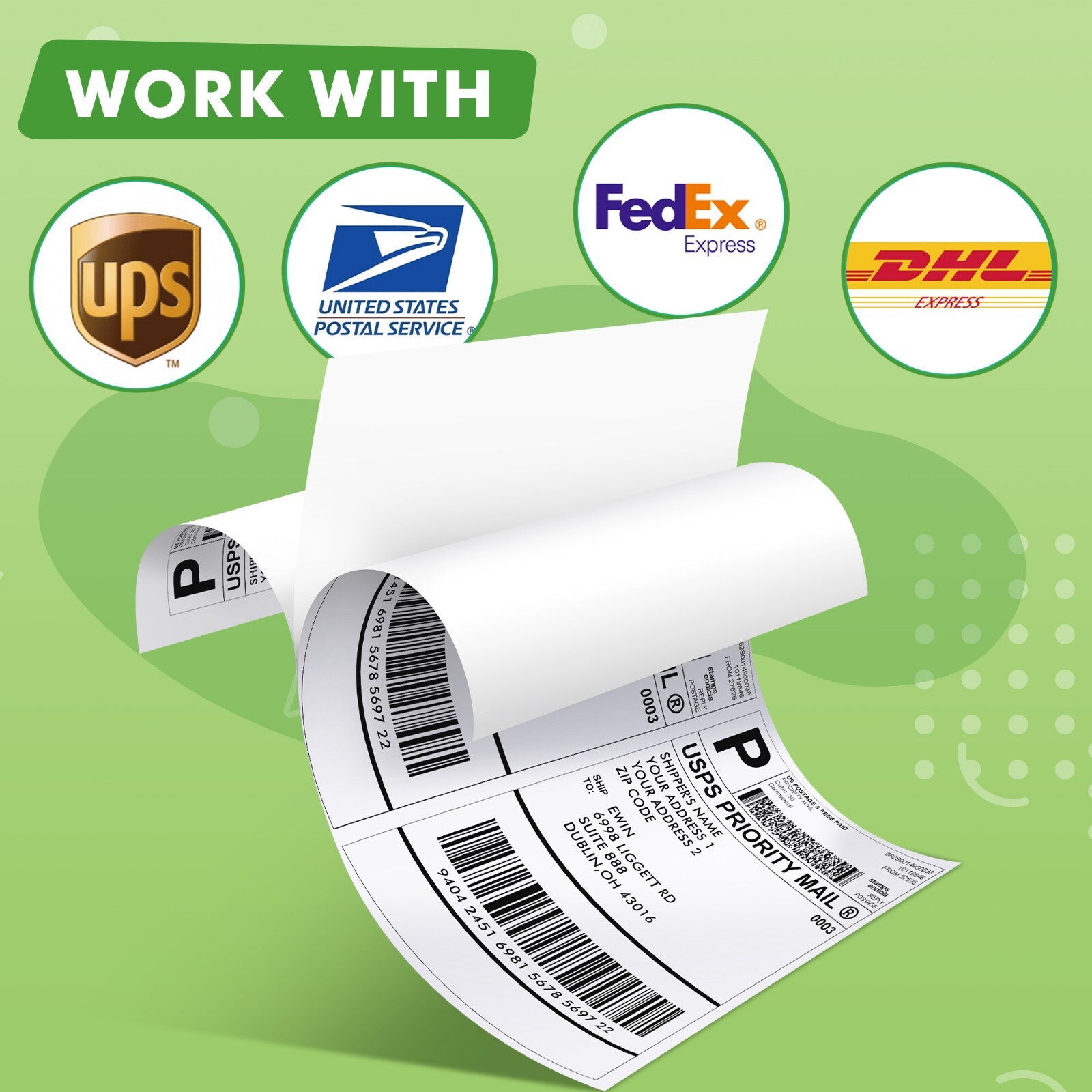 Koala Full Sheet Shipping Labels 8.5×11 500 Full Page Labels for Laser Printers