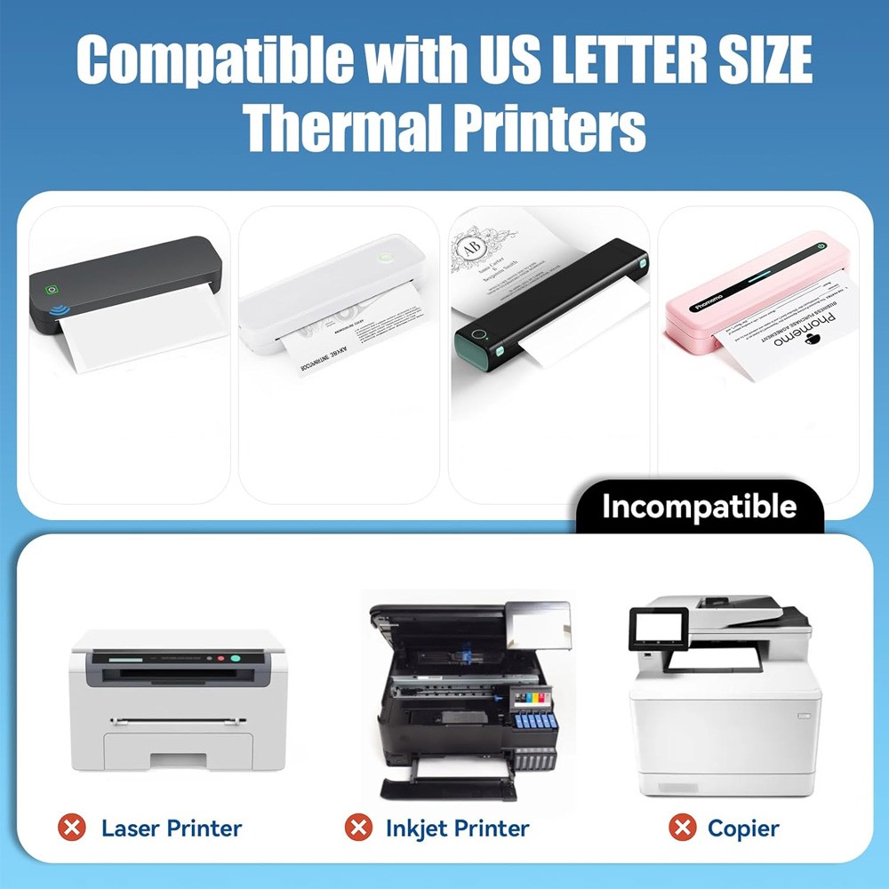 100-1000x 8.5×11″ Folded A4 Thermal Continuous Paper For M08F M832 Hprt Printer