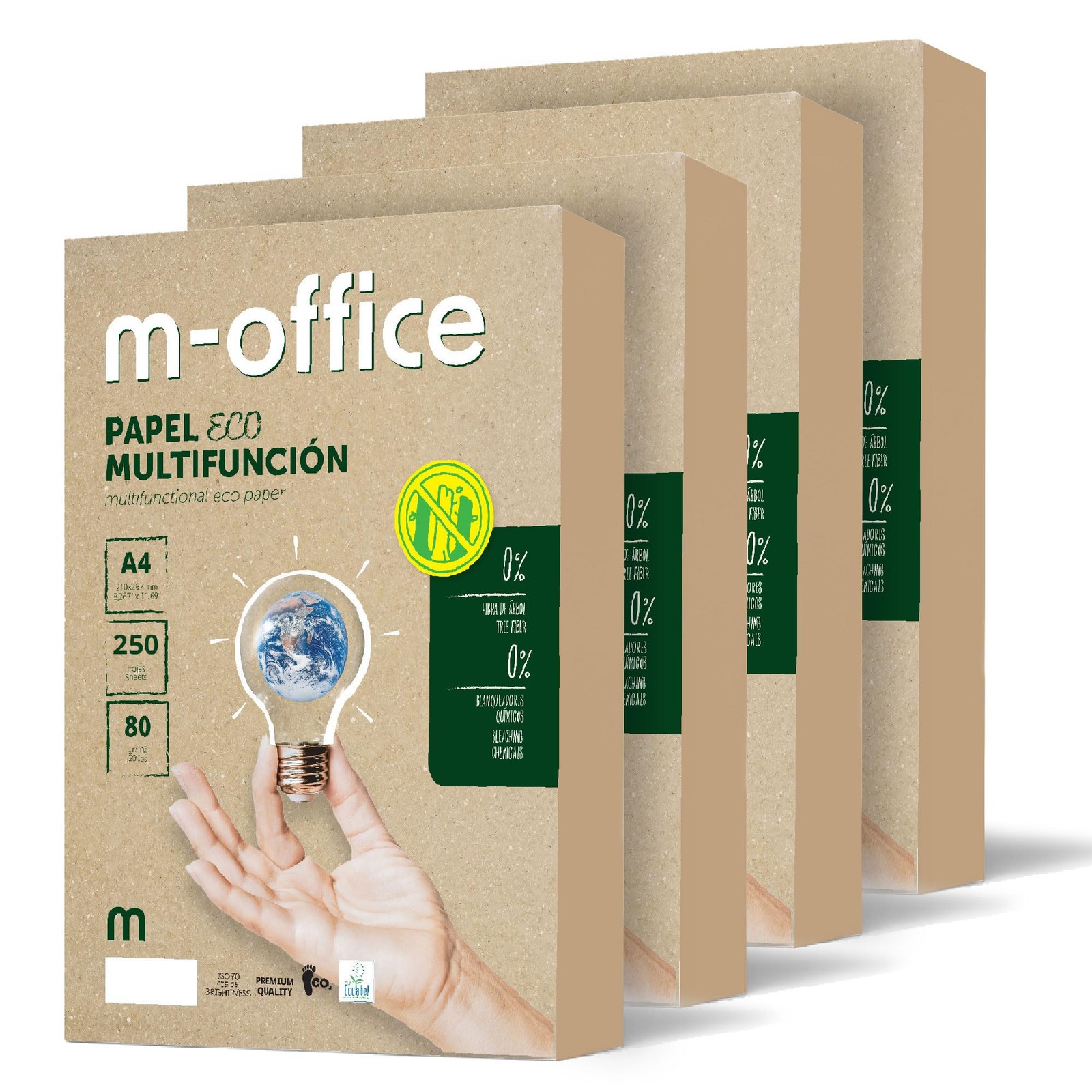 Recycled Paper, A4, 80g, Paper for Copiers and Printers, 4 Packs with…