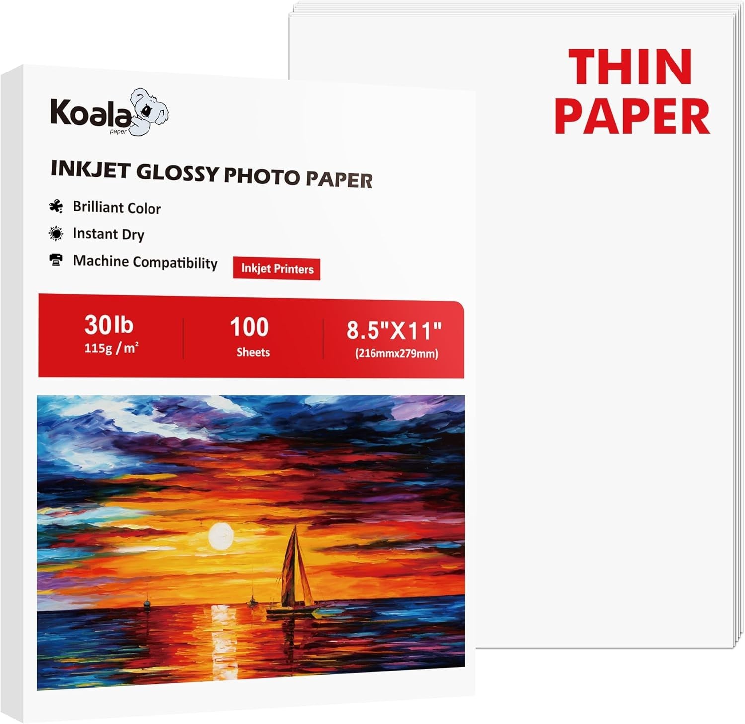 Fast Dry Koala Glossy Inkjet Paper – 100 Sheets 115gsm for Professional Results