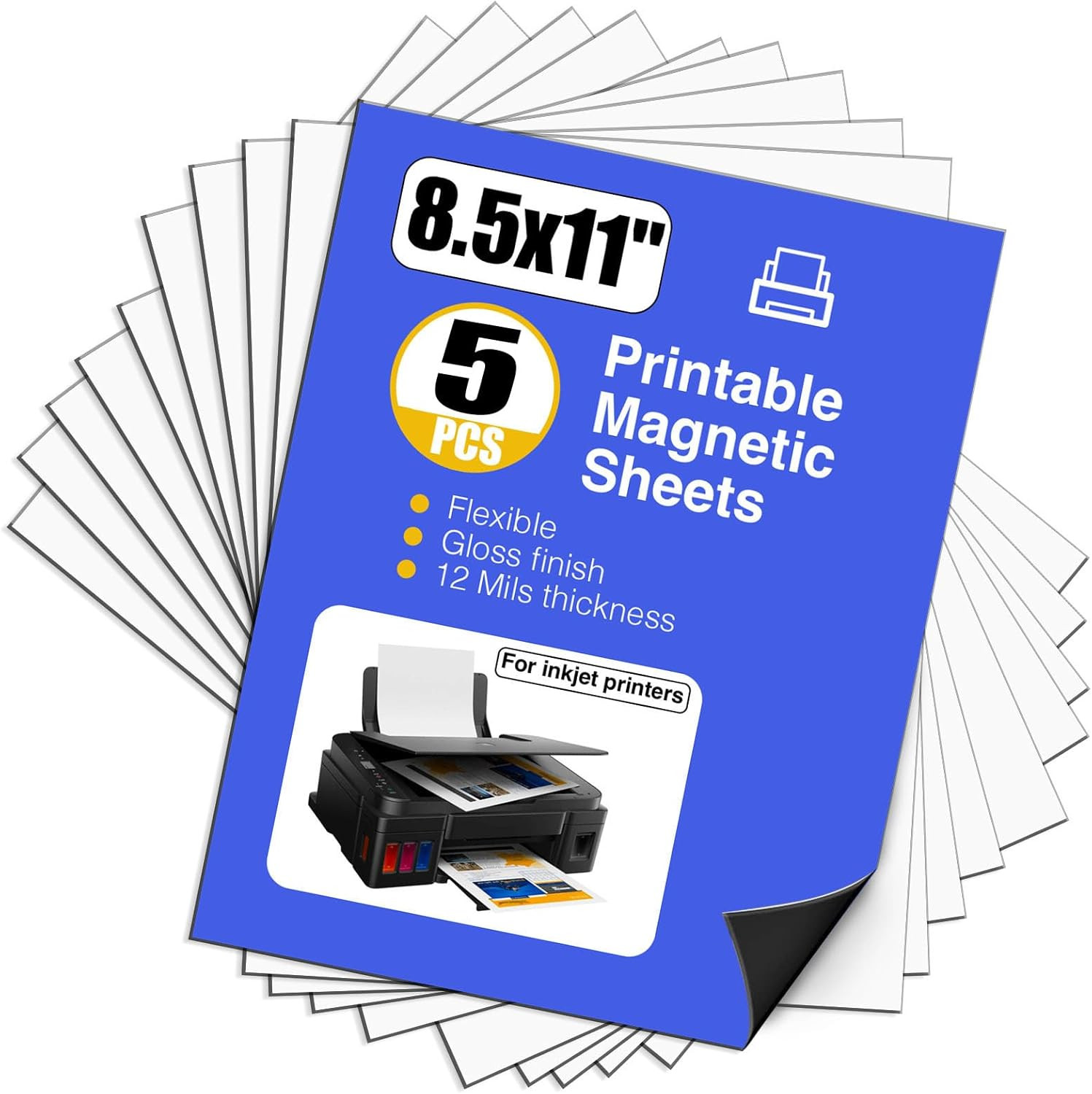 Printable Magnetic Paper Non-Adhesive, 8.5″ X 11″ 12 Mil for Inkjet Printer & DI