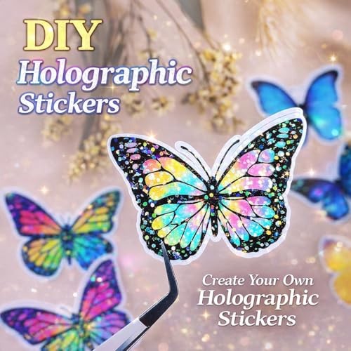 36 Sheets Holographic Sticker Paper Clear Laminating Sheets Adhesive 36 mixed