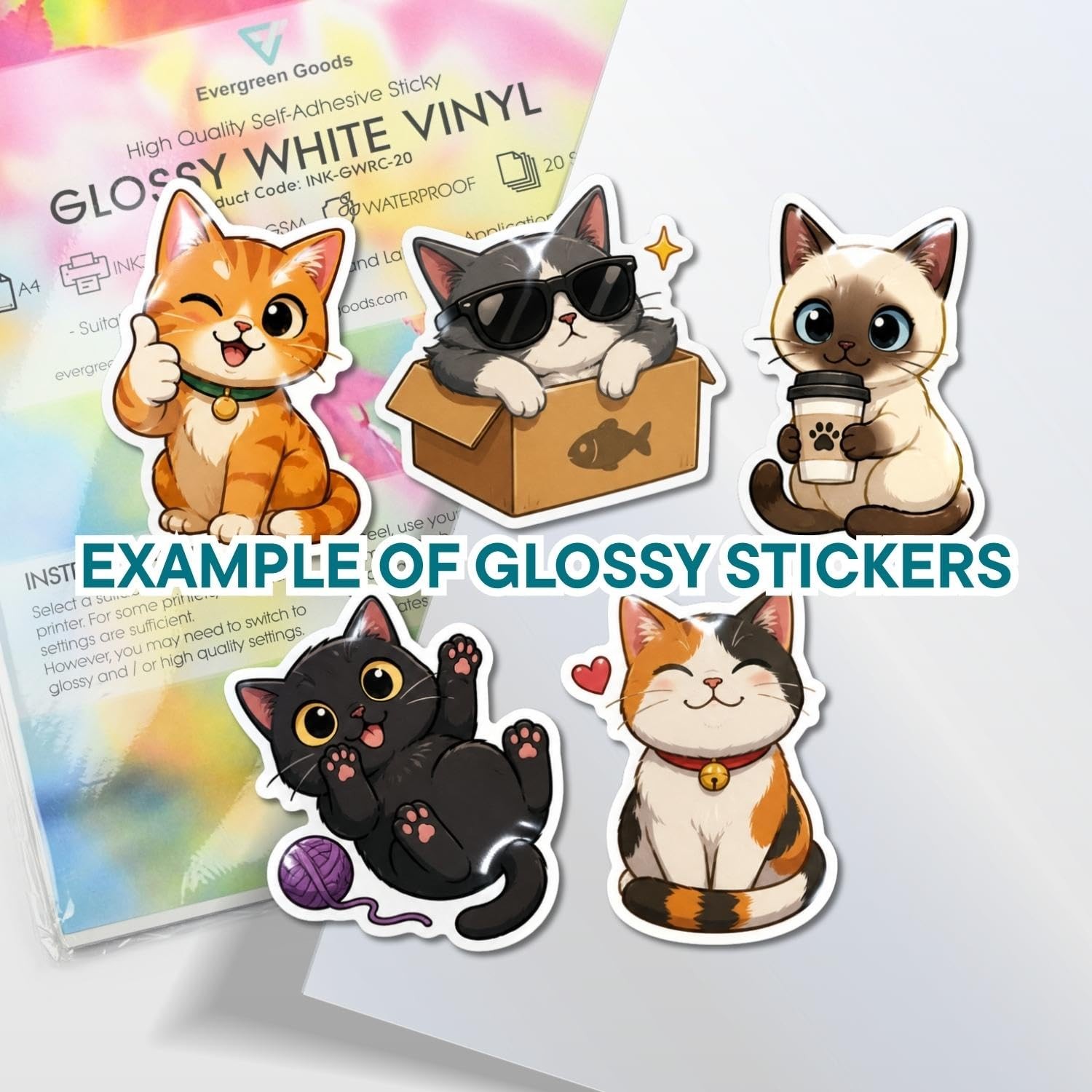 Evergreen Goods A4 Printable Glossy Sticker Paper, Self Adhesive Bö…