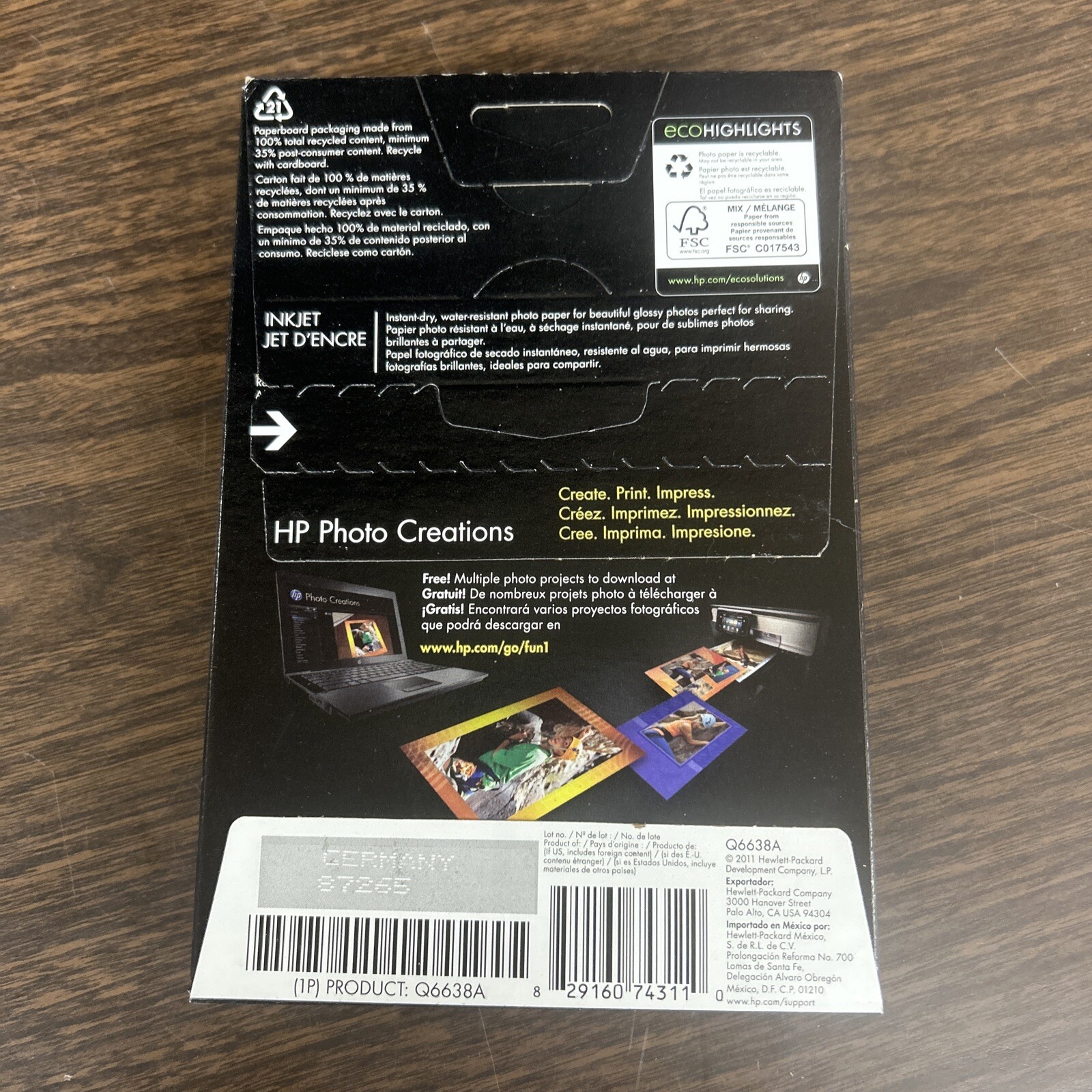 HP Advanced Photo Paper – 4″X6″ Glossy Inkjet Printer 100 SHEETS – Q6638A “NEW”