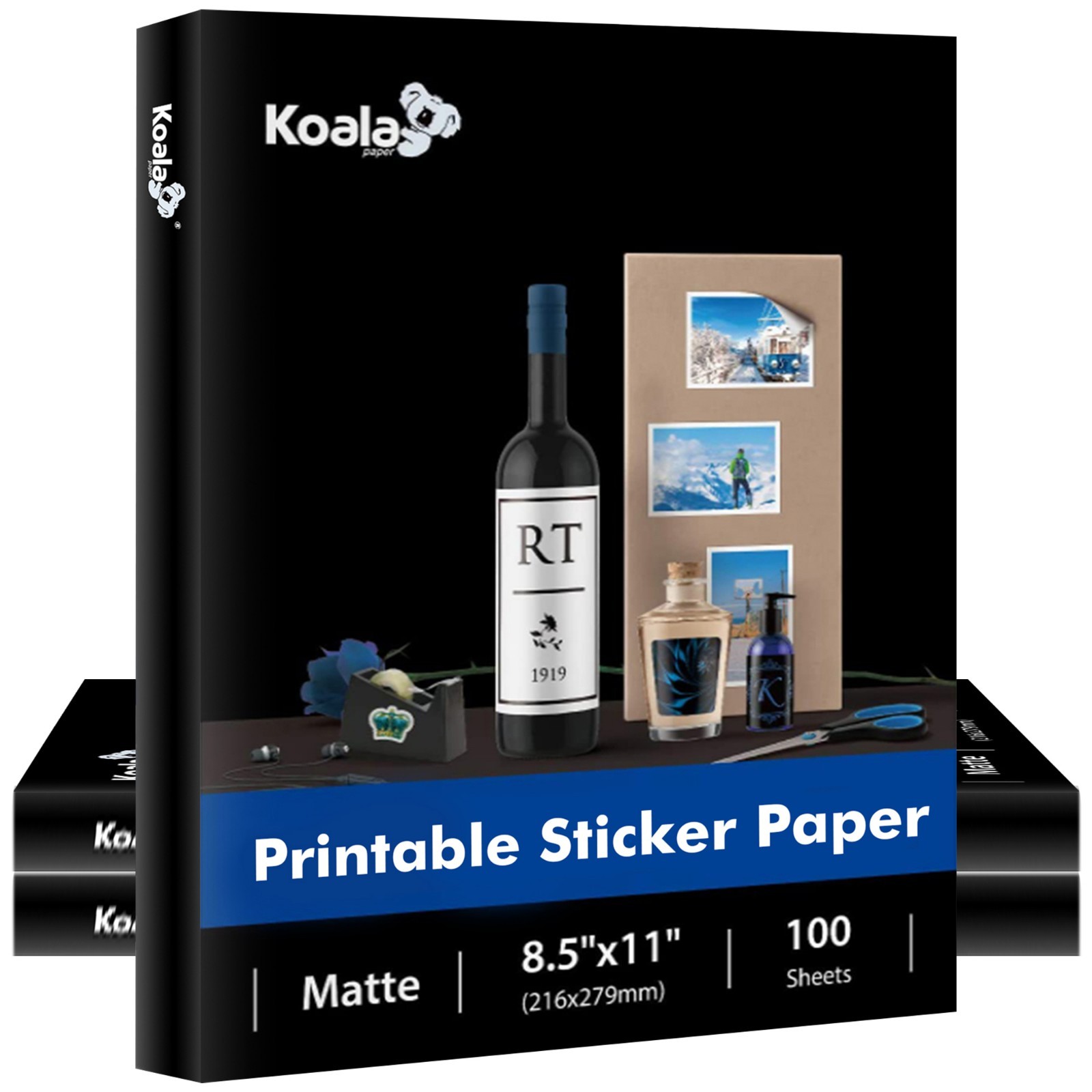 300 Sheets Koala Sticker Paper 8.5×11 Matt White Full Sheet Label Inkjet / Laser