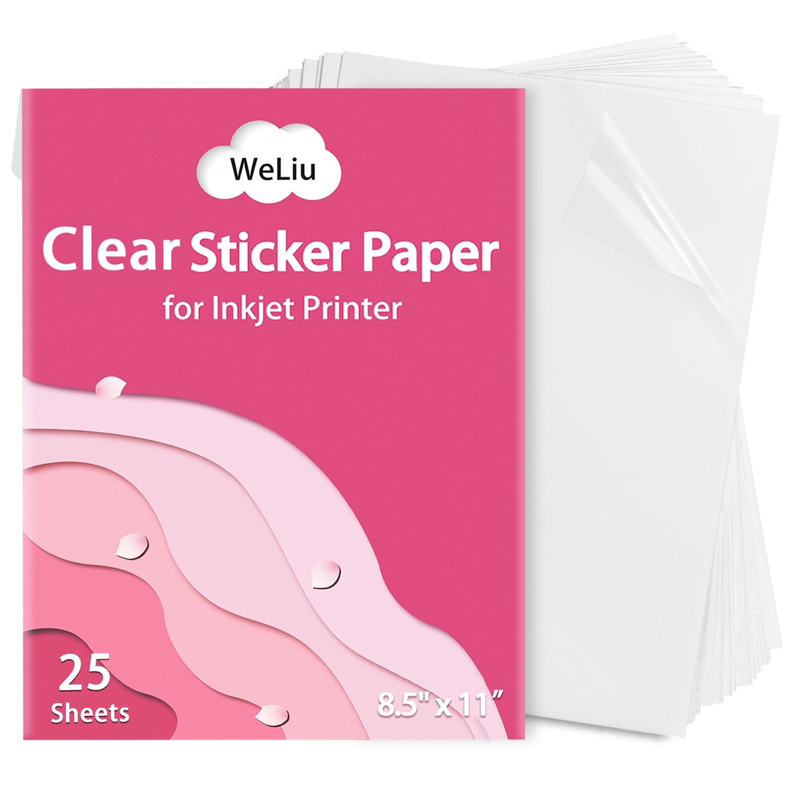 Printable Transparent Sticker Paper 8.5×11″ 25 Sheets for Inkjet Printers