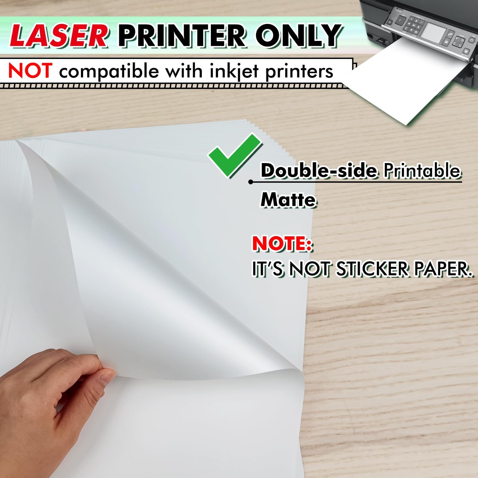 Waterproof Laser Printer Paper 11×17″ – Tearproof Matte Double-Sided Film, 25 Sh