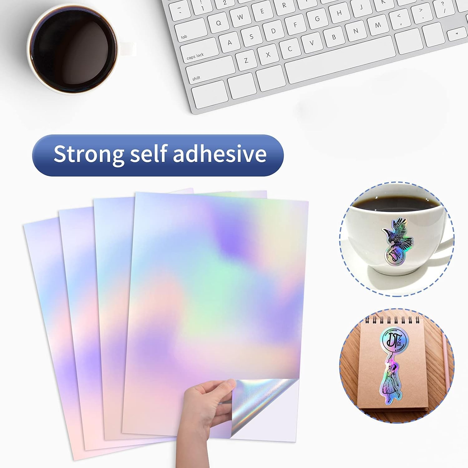 QiXin 100 Sheets Holographic Sticker Paper 8.5 x11 inch for Inkjet Printer & …