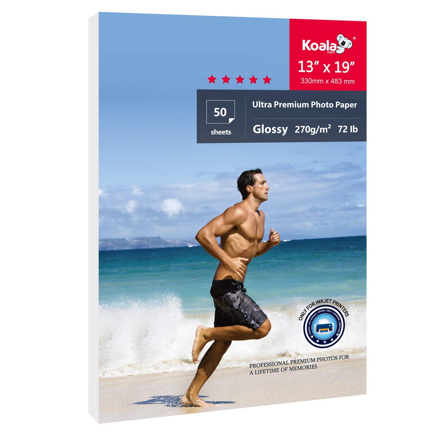 50 Sheets Koala Ultra Premium Glossy Photo Printer Paper 13×19 Inch 72lb