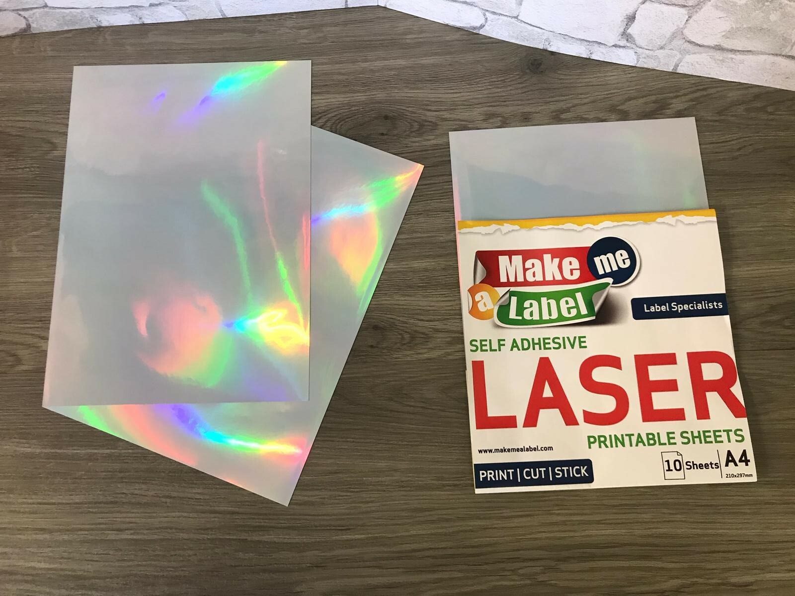 10 A4 Premium HOLOGRAPHIC Self Adhesive LASER Printable PP Film Sticker Sheets