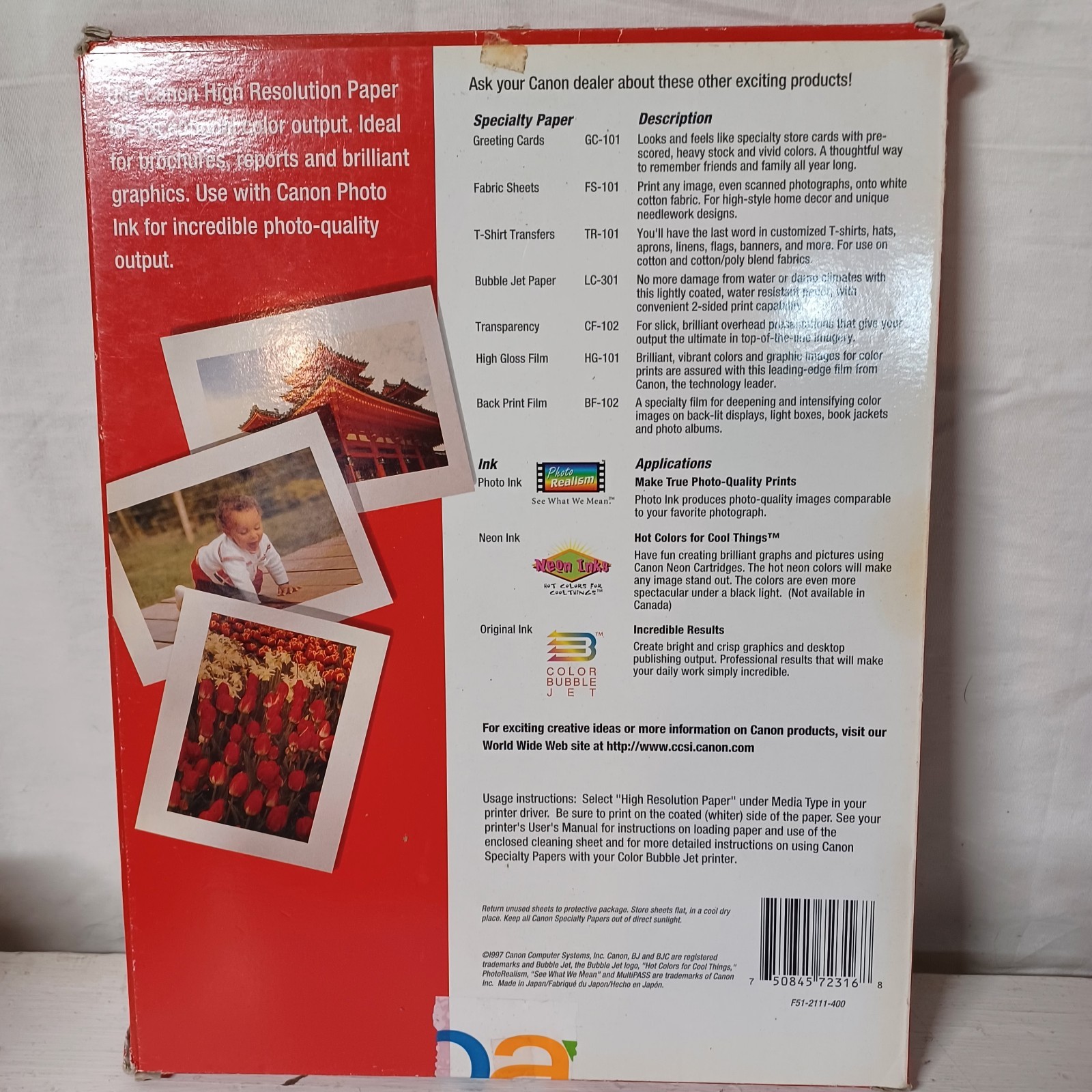Canon HR-101 High Resolution Paper 8-1/2 x 11, White 72 Of 100 Sheets Bubble Jet
