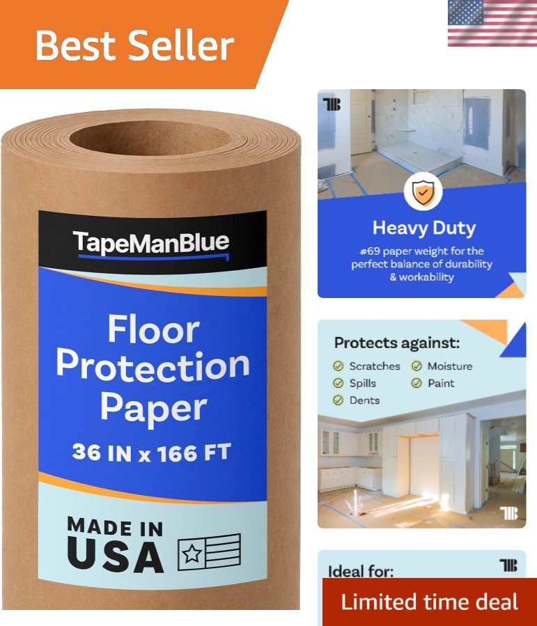 Eco-Friendly 36″ x 166′ Floor Protection Paper – Durable Brown Rosin Covering