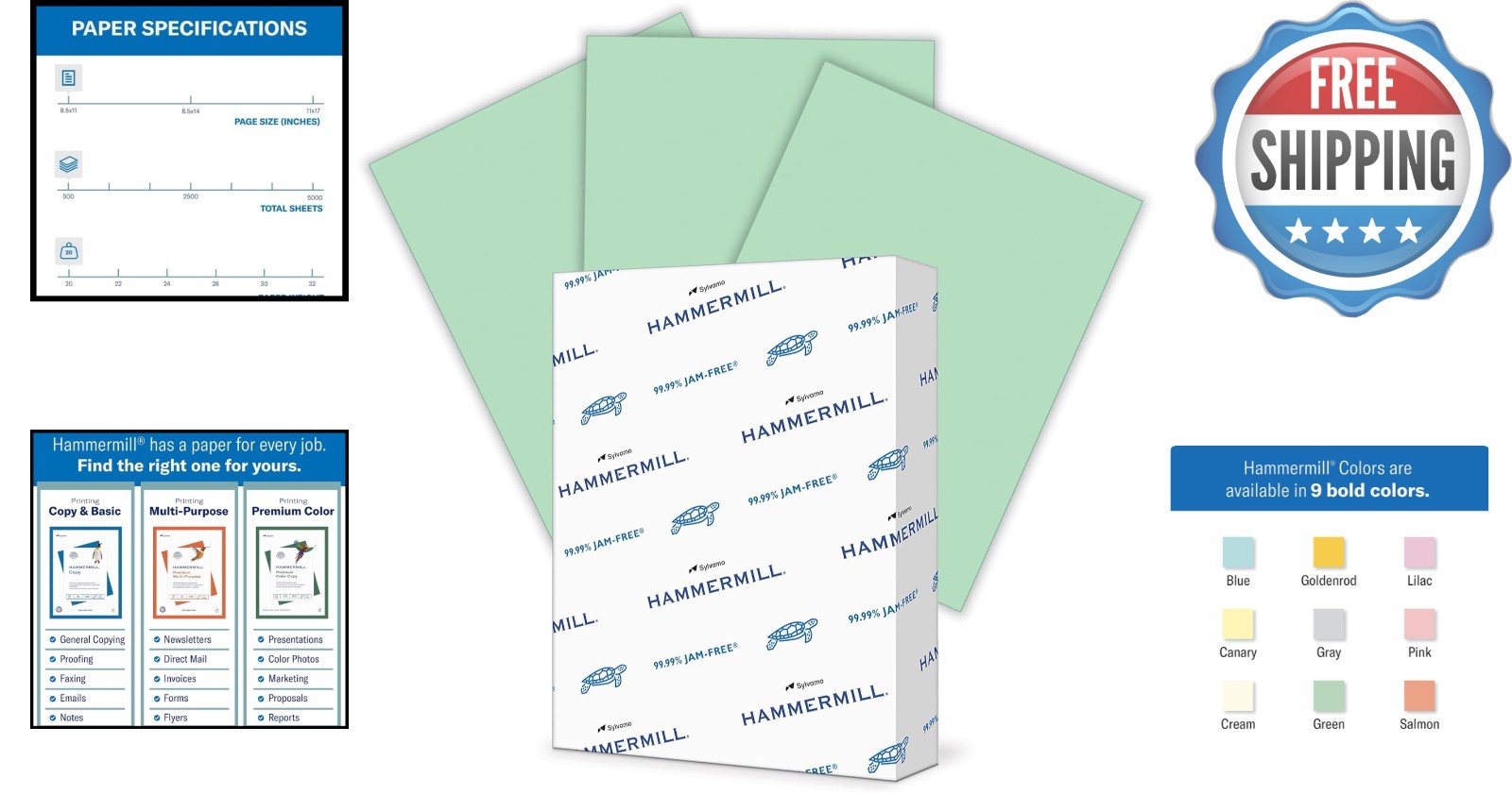 High-Quality 20 lb Green Printer Paper – 500 Sheets, 8.5×11, Sustainable Choice