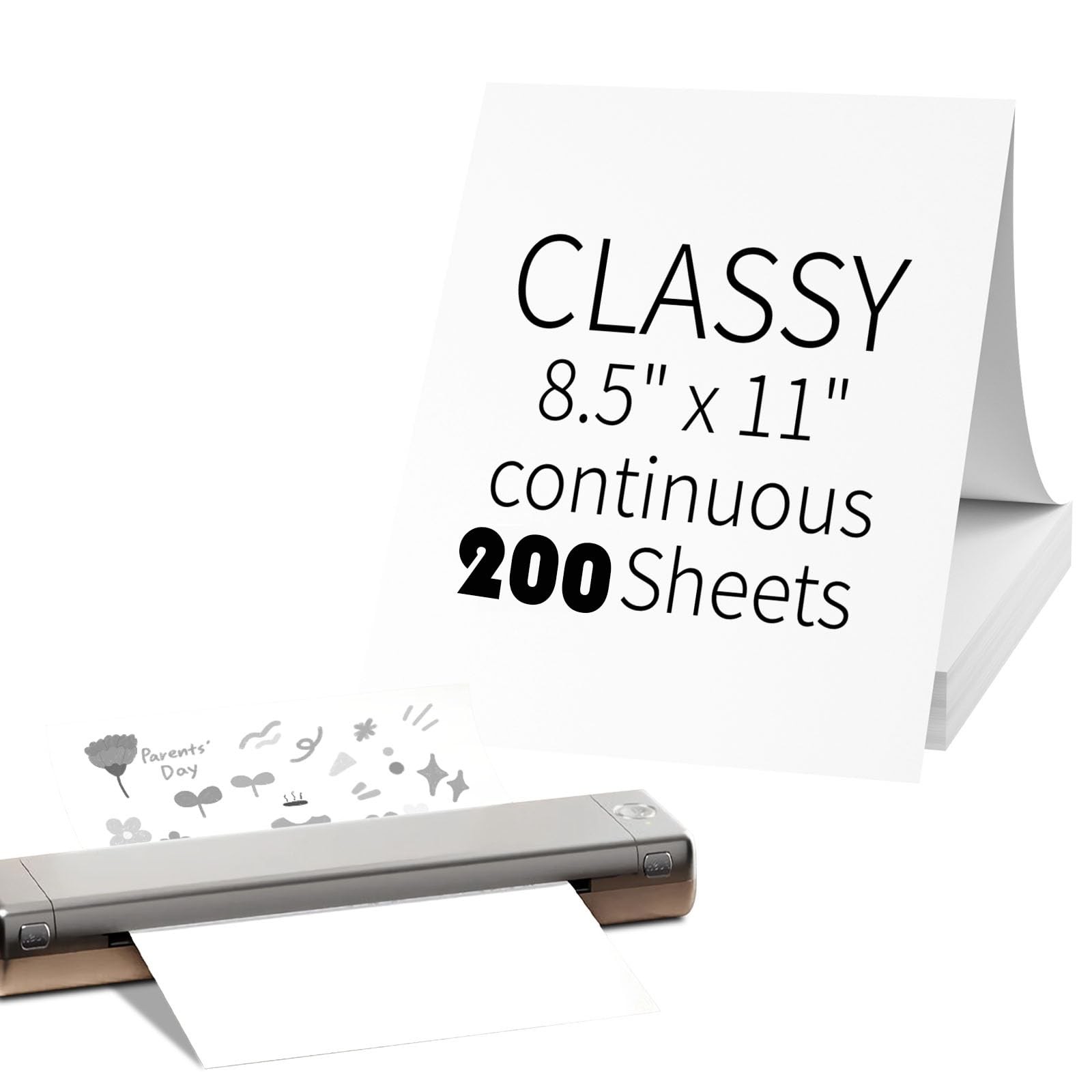 200 Sheets Thermal Printer Paper 8.5 x 11 x 11 inches, 200