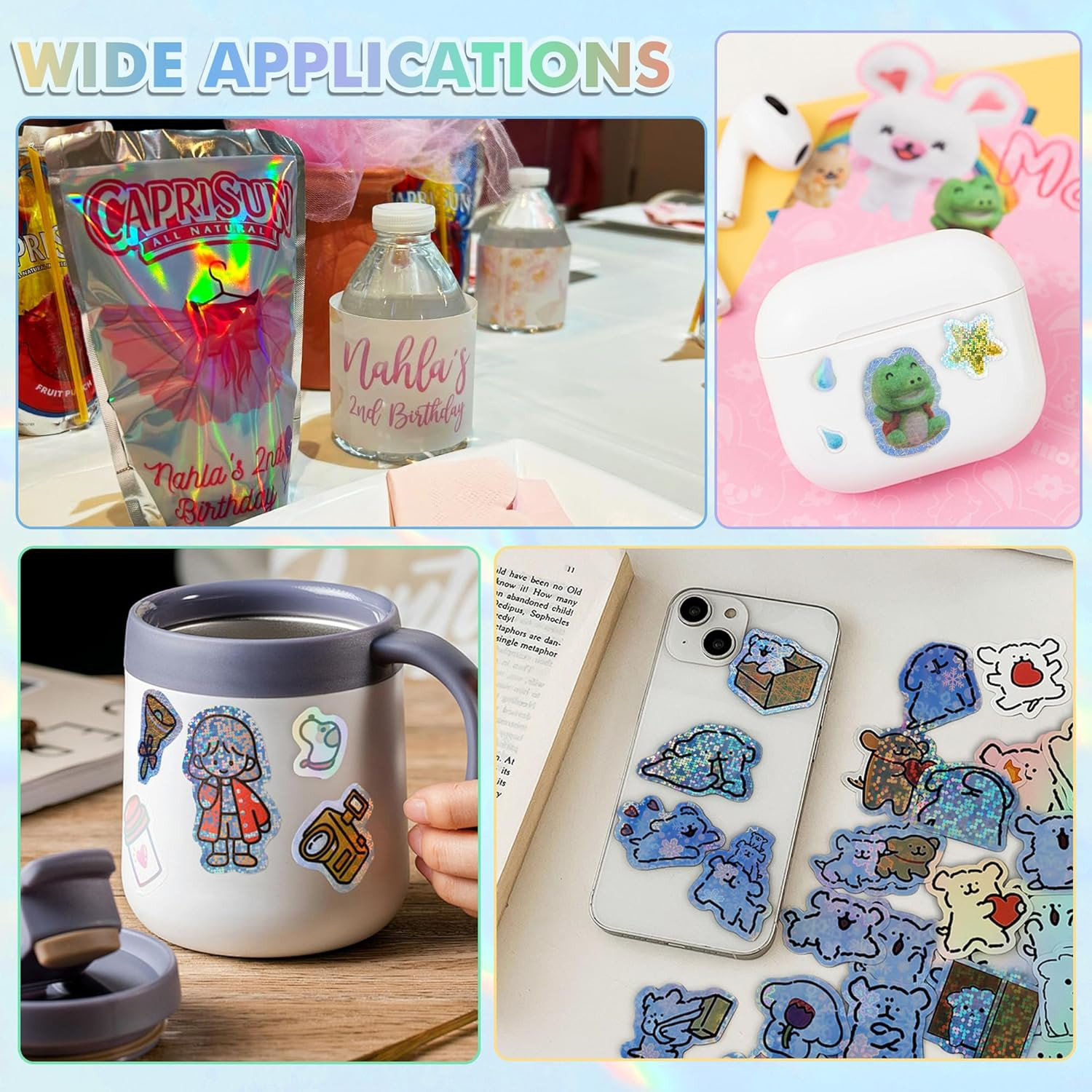 Koala Printable Holographic Vinyl Sticker Paper for Inkjet and Laser Printers, W