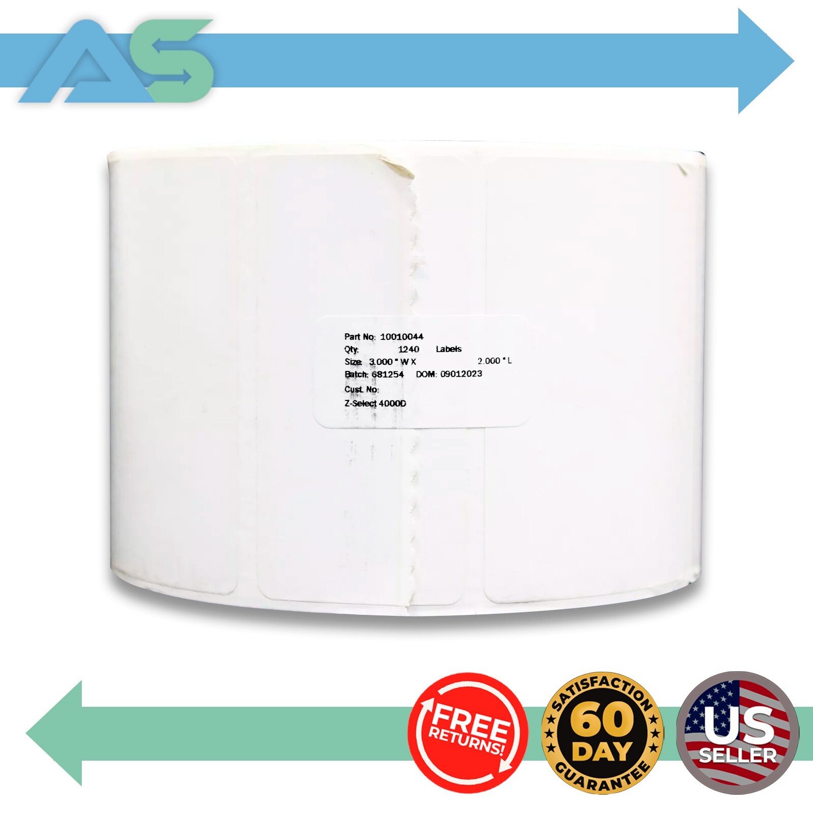Zebra 3″ x 2″ Z-Select 4000D Direct Thermal Transfer Label 10010044 – 1 Roll