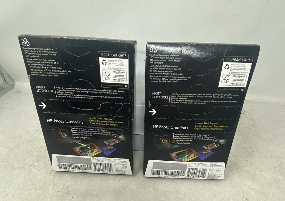 New HP Advanced Photo Glossy Q6638A Paper 2 Pack 100 Sheets 4″x6″ InkJet Printer
