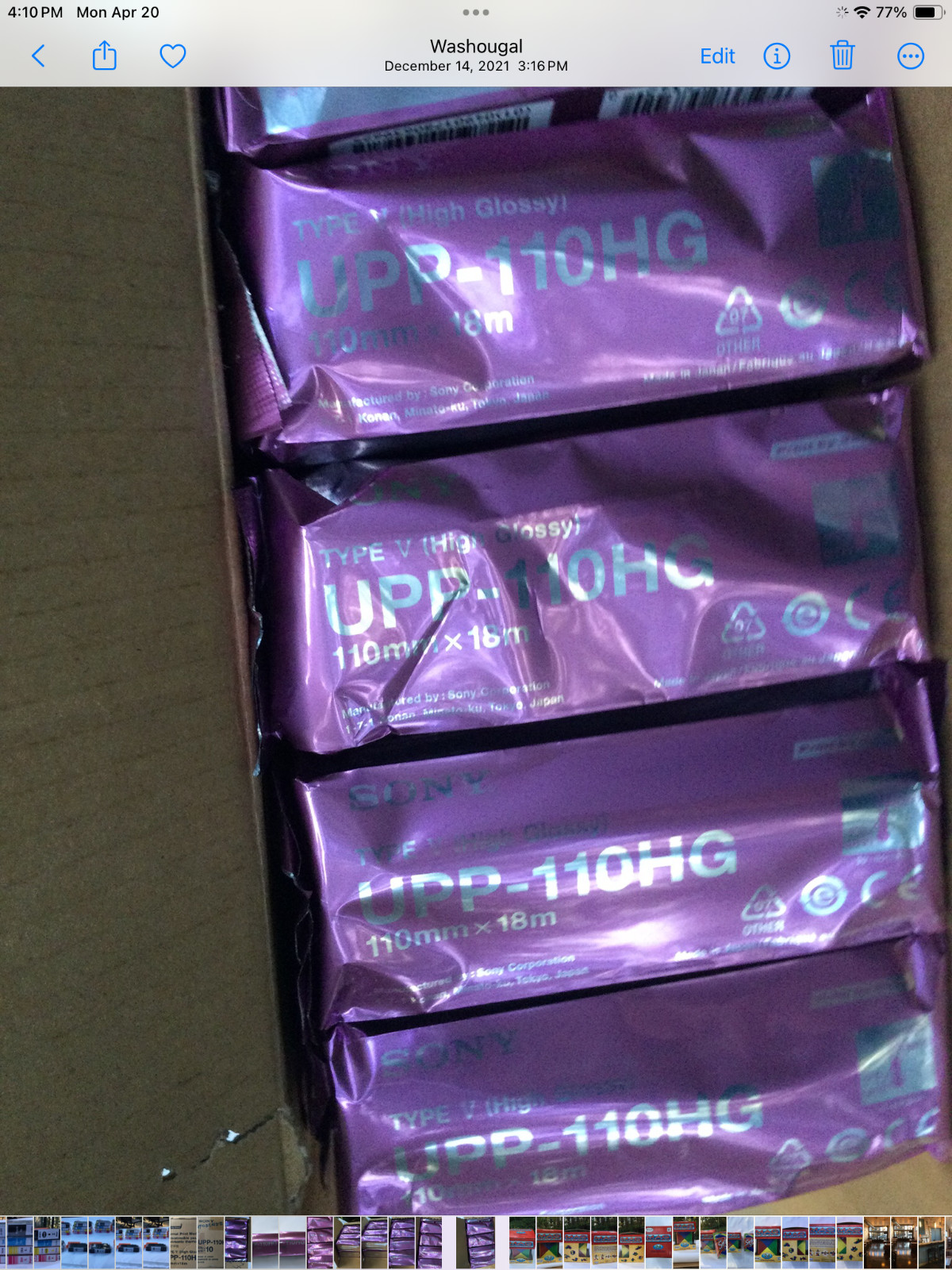 5 Rolls UPP-110HG High Gloss Ultrasound Paper Type V, UPP-110HG Sony Compatible