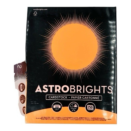 250 Sheets Astrobrights Cosmic Orange 8.5″ x 11″ Cardstock Cover Paper 65lb