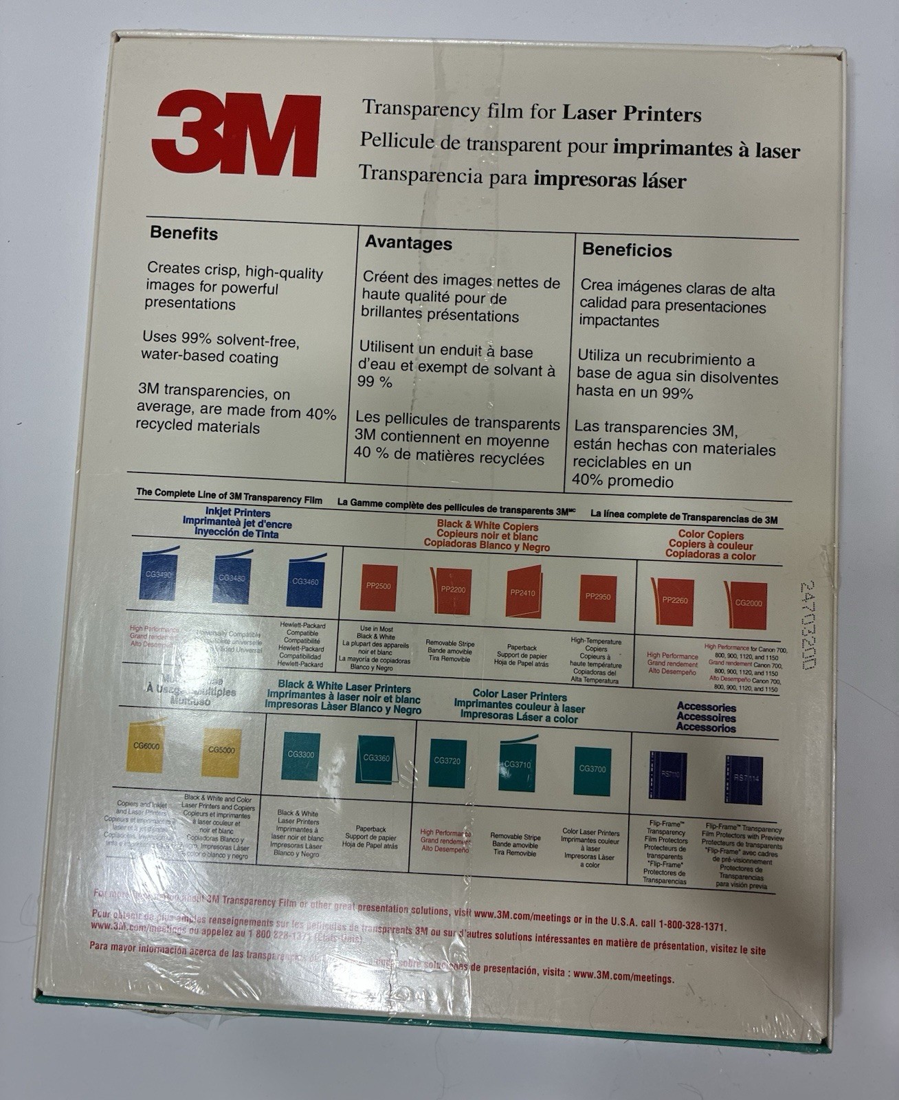 3M CG3300 Transparency Film For Color Laser Printers 50 Count Factory Sealed NEW