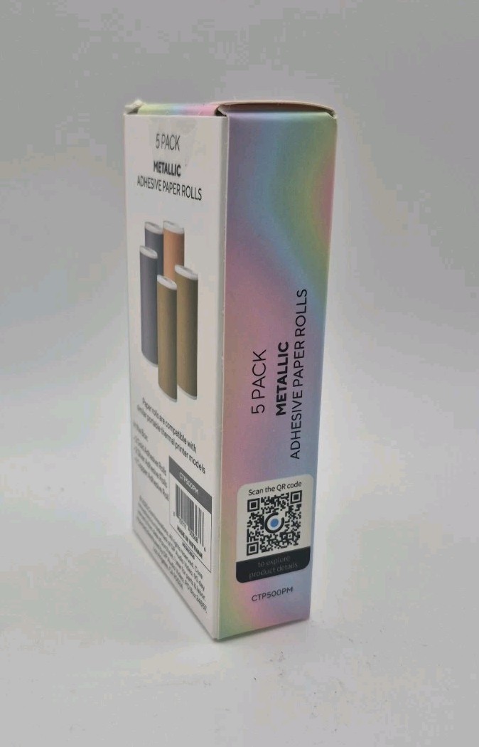 Core Innovations 5 Pack Metallic Adhesive Thermal Paper Rolls Gold Silver Copper