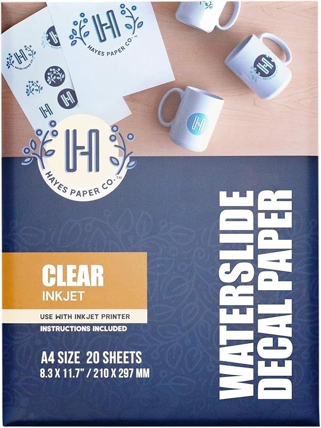 Waterslide Decal Paper Clear A4 Inkjet 20 Sheets 200gsm Quick Dry Transfer