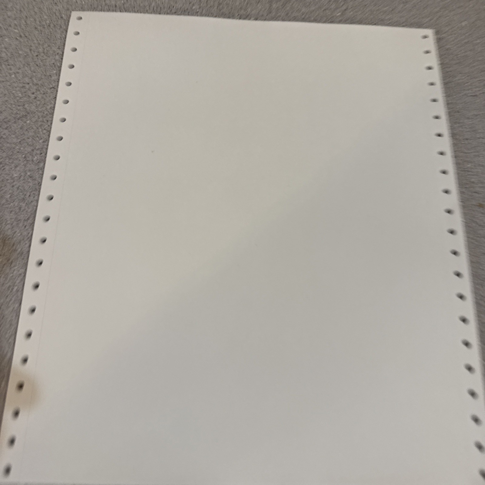 Continuous Dot Matrix Vintage Printer Paper Tractor Feed 25 Sheets 8.5 x 11 NOS