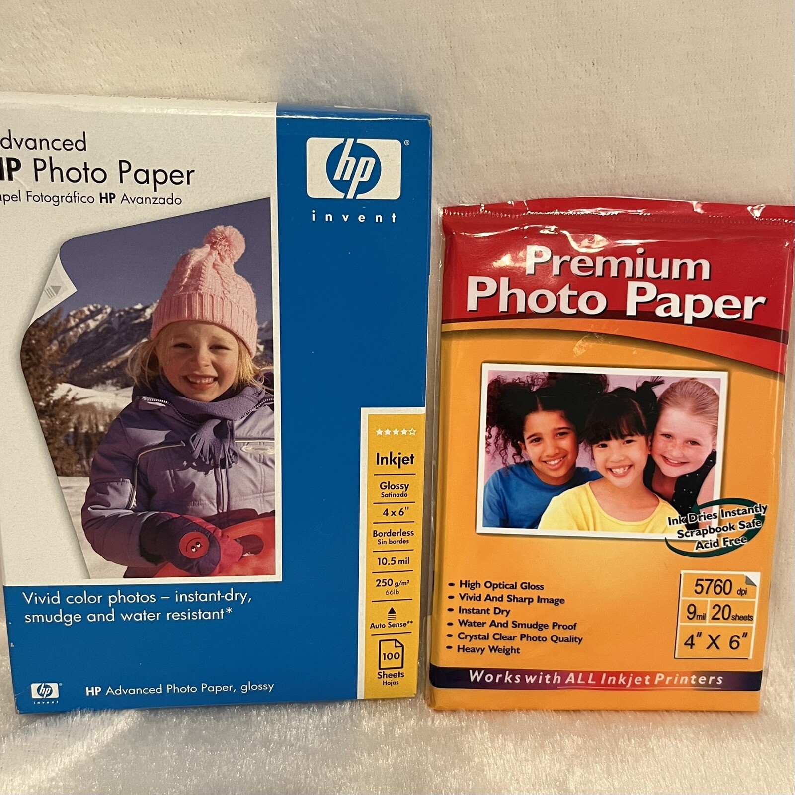 Lot 4×6 Glossy Photo Paper HP & Premium 120 Sheets Total Inkjet Hewlett Packard